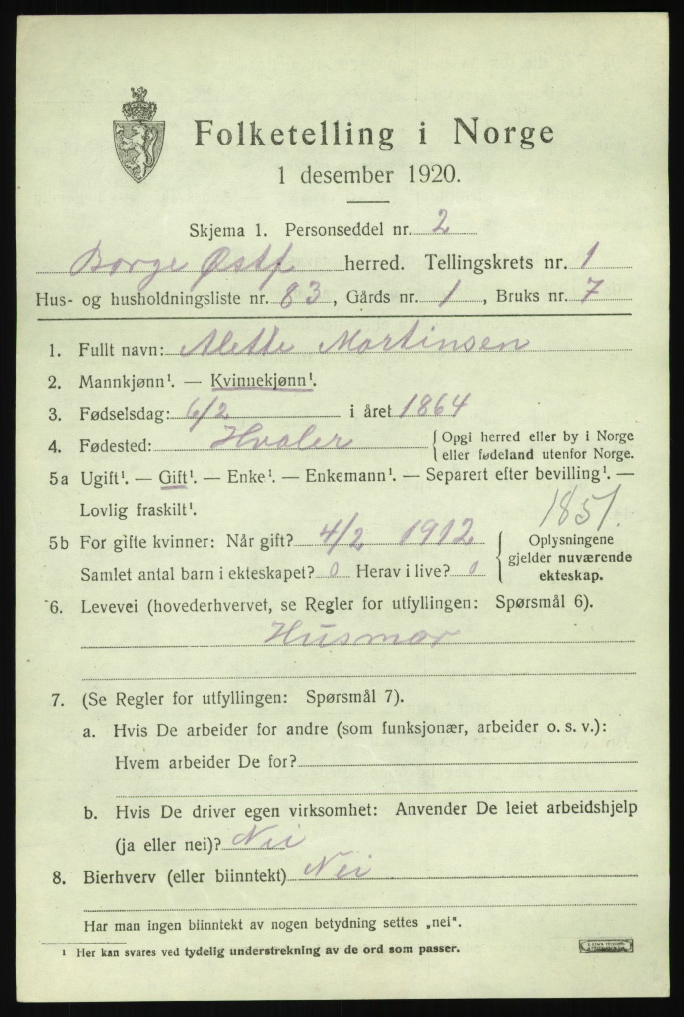 SAO, Folketelling 1920 for 0113 Borge herred, 1920, s. 2825