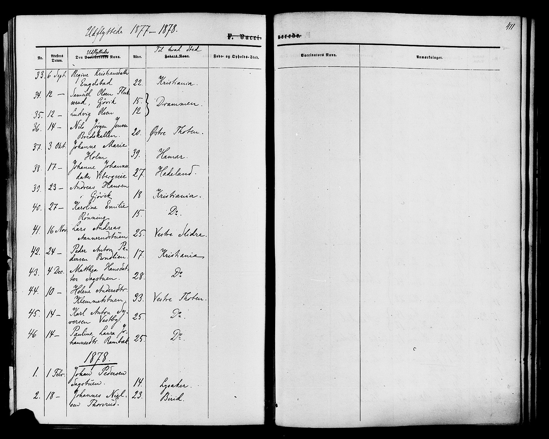 Vardal prestekontor, SAH/PREST-100/H/Ha/Haa/L0007: Ministerialbok nr. 7, 1867-1878, s. 411