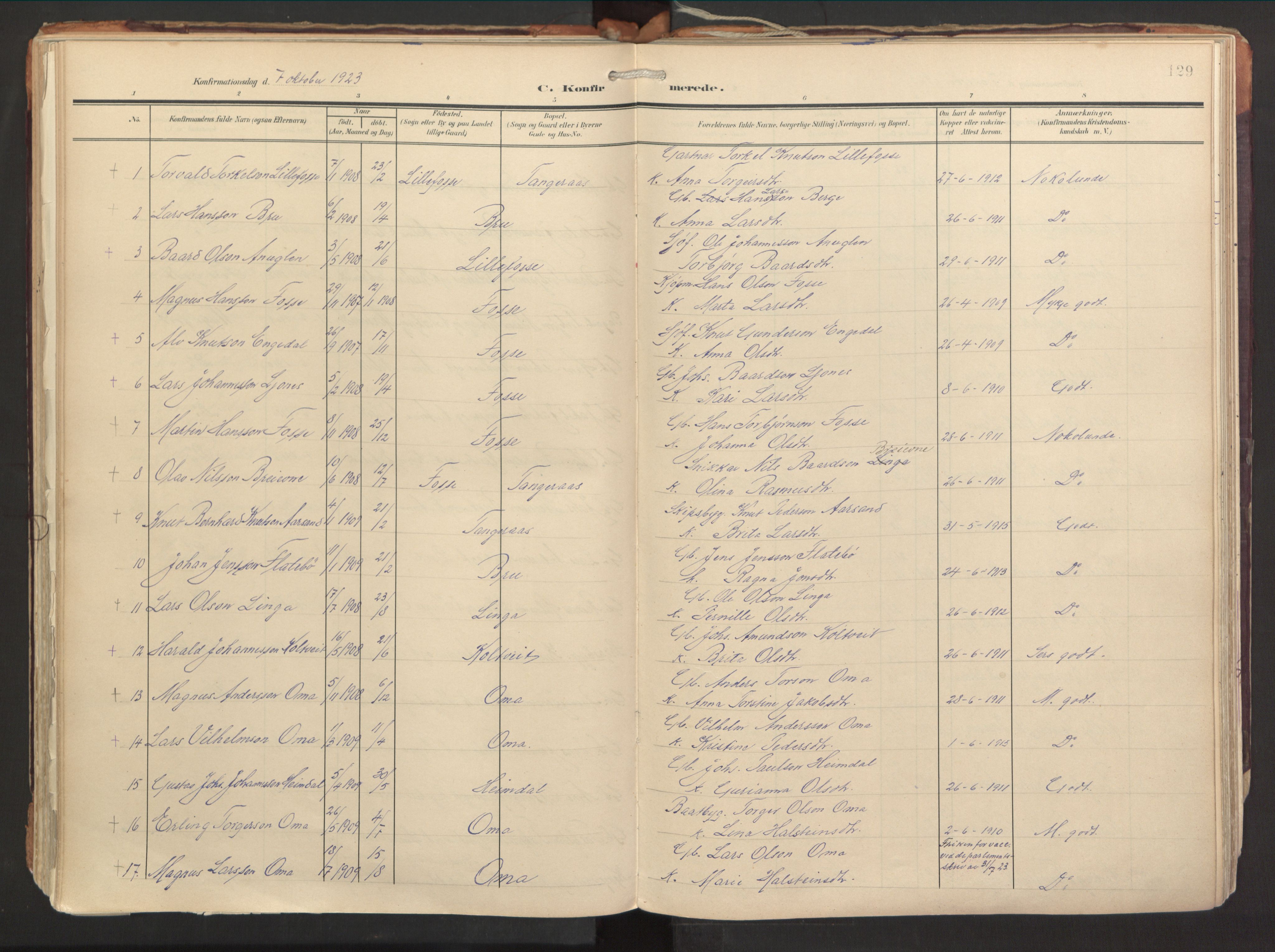 Strandebarm sokneprestembete, AV/SAB-A-78401/H/Haa: Ministerialbok nr. B 2, 1909-1941, s. 129