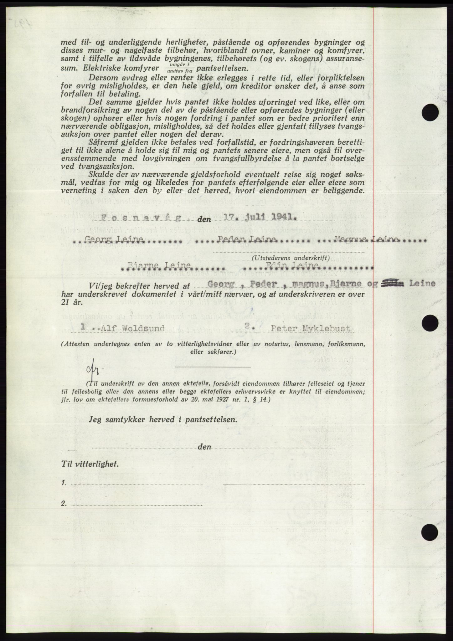 Søre Sunnmøre sorenskriveri, AV/SAT-A-4122/1/2/2C/L0071: Pantebok nr. 65, 1941-1941, Dagboknr: 1011/1941