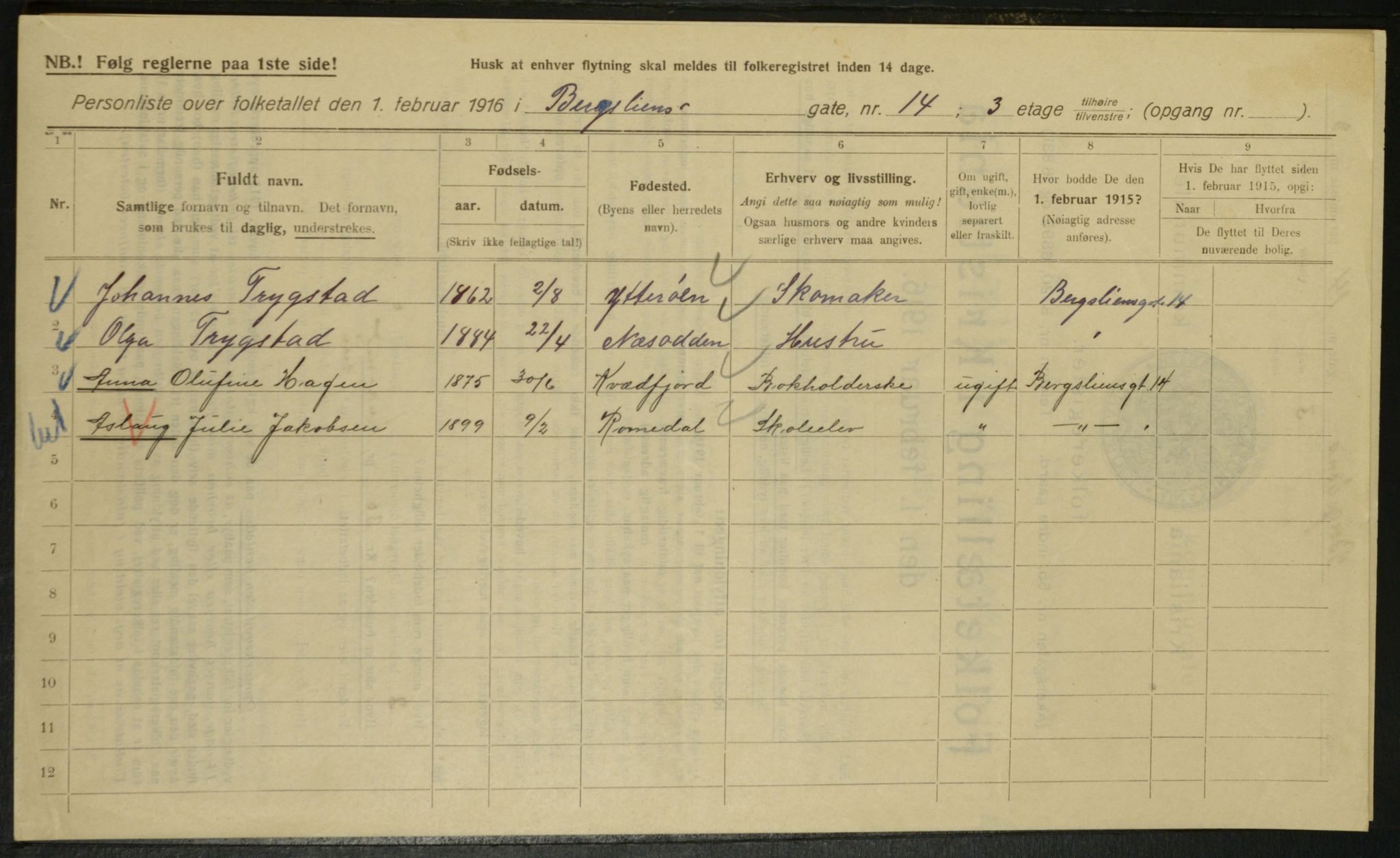 OBA, Kommunal folketelling 1.2.1916 for Kristiania, 1916, s. 4380
