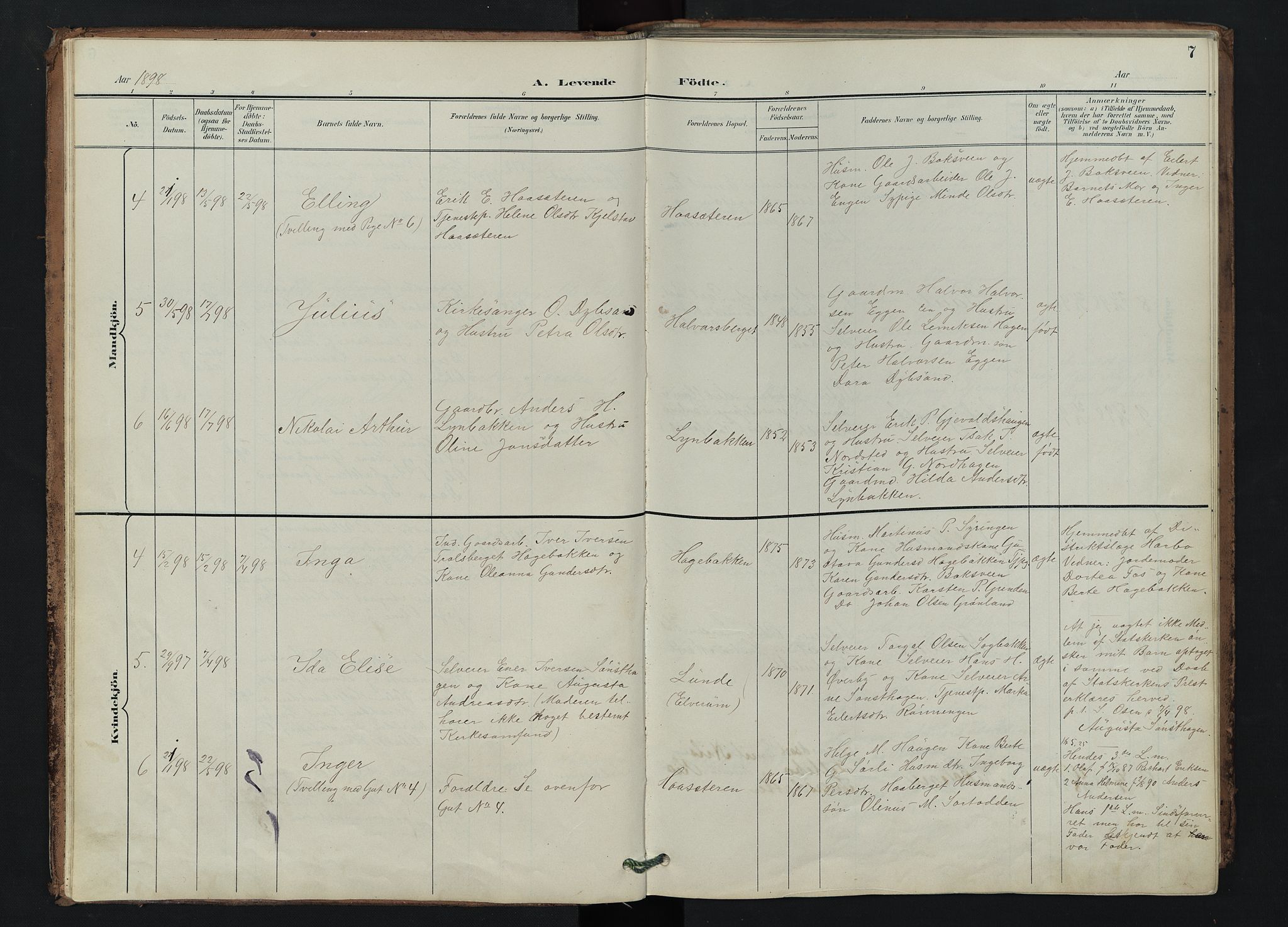 Trysil prestekontor, AV/SAH-PREST-046/H/Ha/Hab/L0007: Klokkerbok nr. 7, 1896-1948, s. 7