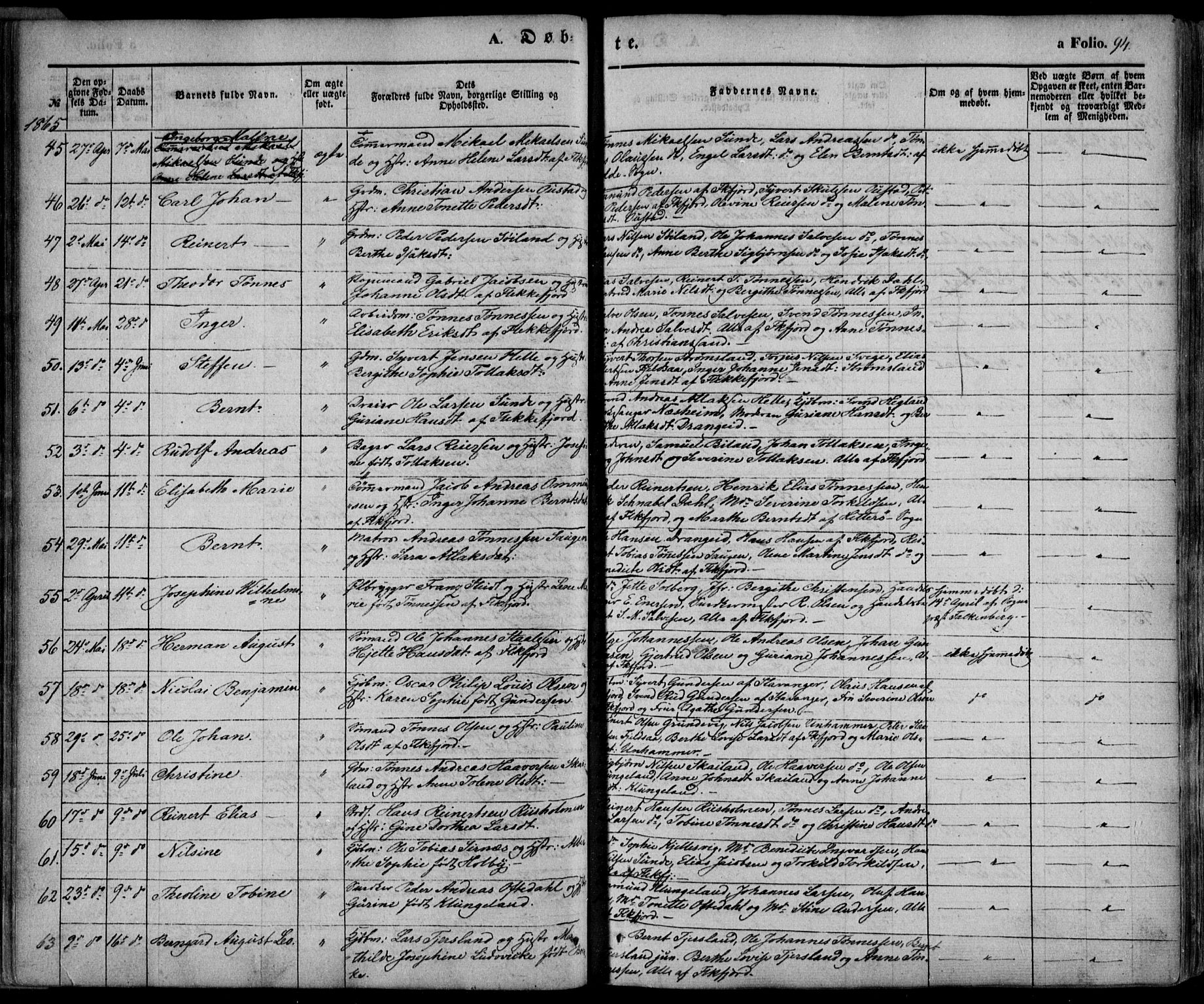 Flekkefjord sokneprestkontor, AV/SAK-1111-0012/F/Fa/Fac/L0005: Ministerialbok nr. A 5, 1849-1875, s. 94