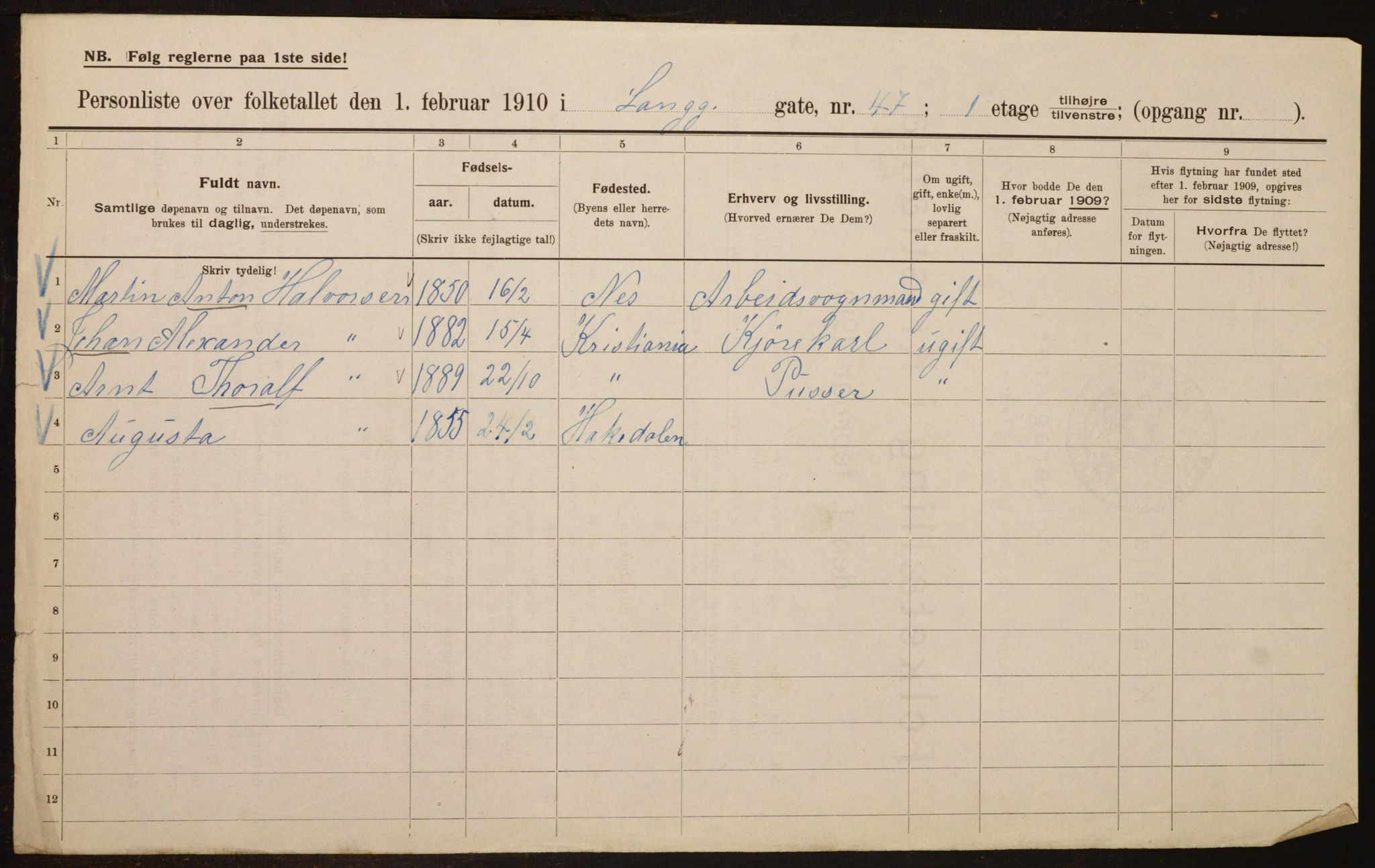 OBA, Kommunal folketelling 1.2.1910 for Kristiania, 1910, s. 54884