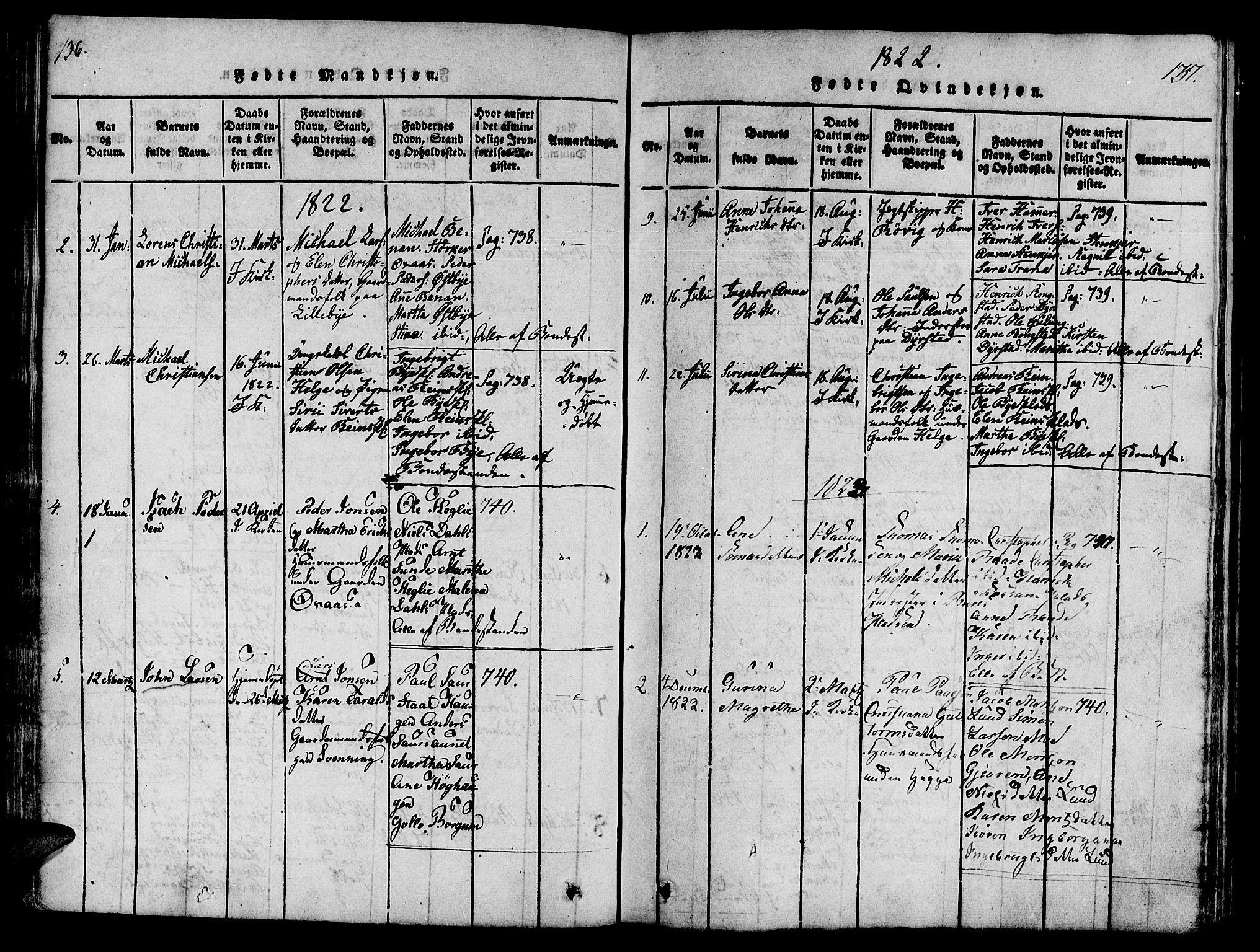 Ministerialprotokoller, klokkerbøker og fødselsregistre - Nord-Trøndelag, AV/SAT-A-1458/746/L0441: Ministerialbok nr. 746A03 /3, 1816-1827, s. 136-137