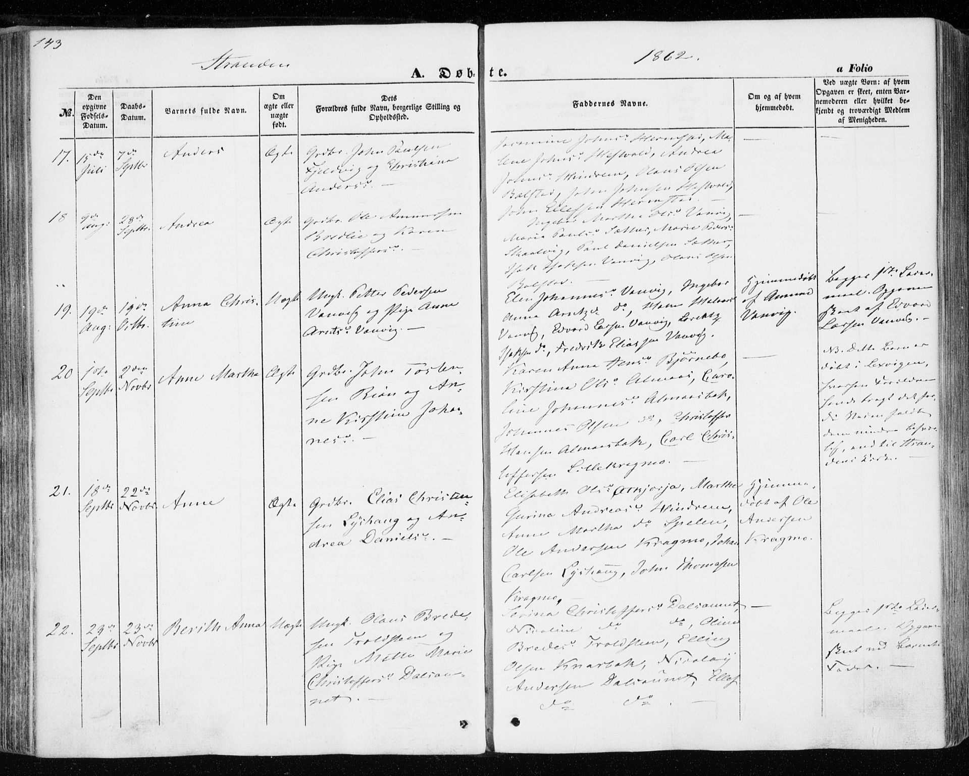 Ministerialprotokoller, klokkerbøker og fødselsregistre - Nord-Trøndelag, AV/SAT-A-1458/701/L0008: Ministerialbok nr. 701A08 /2, 1854-1863, s. 143