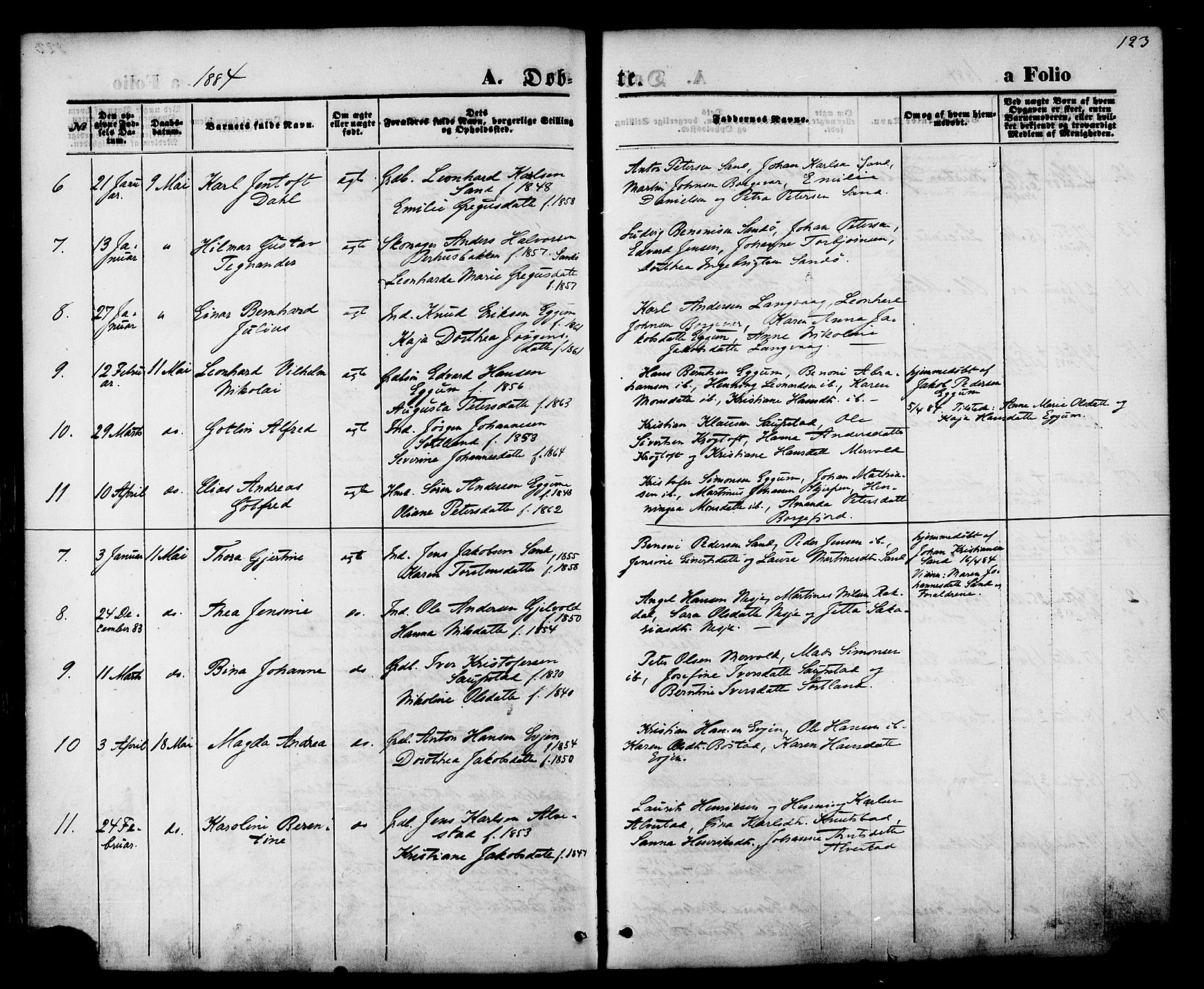 Ministerialprotokoller, klokkerbøker og fødselsregistre - Nordland, SAT/A-1459/880/L1132: Ministerialbok nr. 880A06, 1869-1887, s. 123