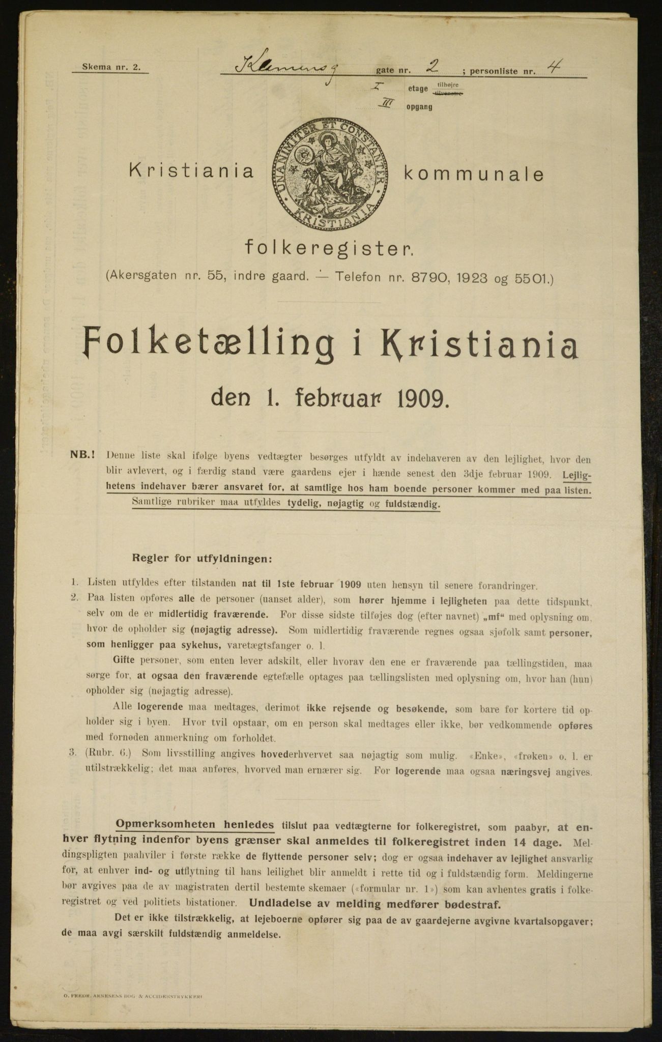 OBA, Kommunal folketelling 1.2.1909 for Kristiania kjøpstad, 1909, s. 11583