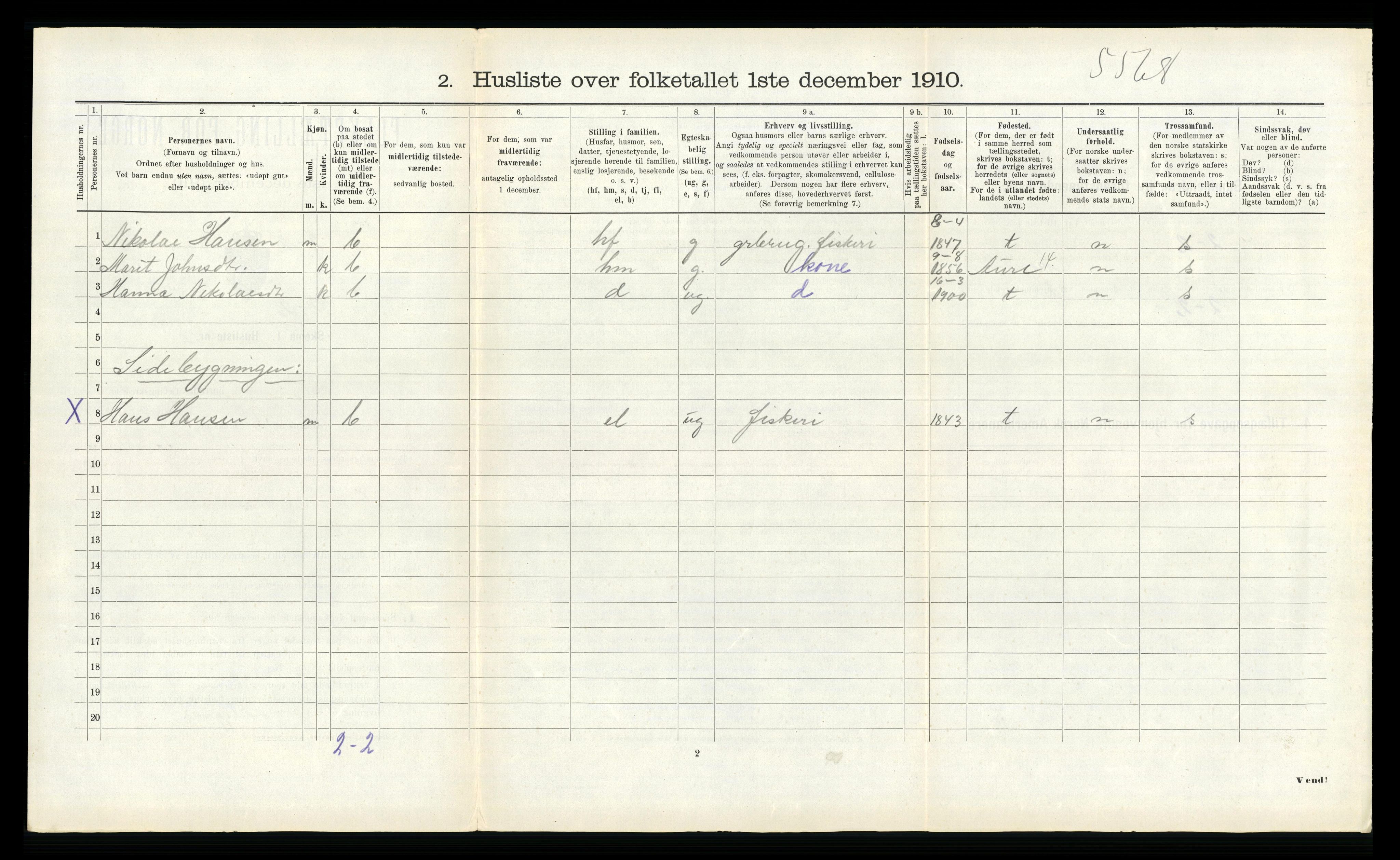 RA, Folketelling 1910 for 1617 Hitra herred, 1910, s. 278