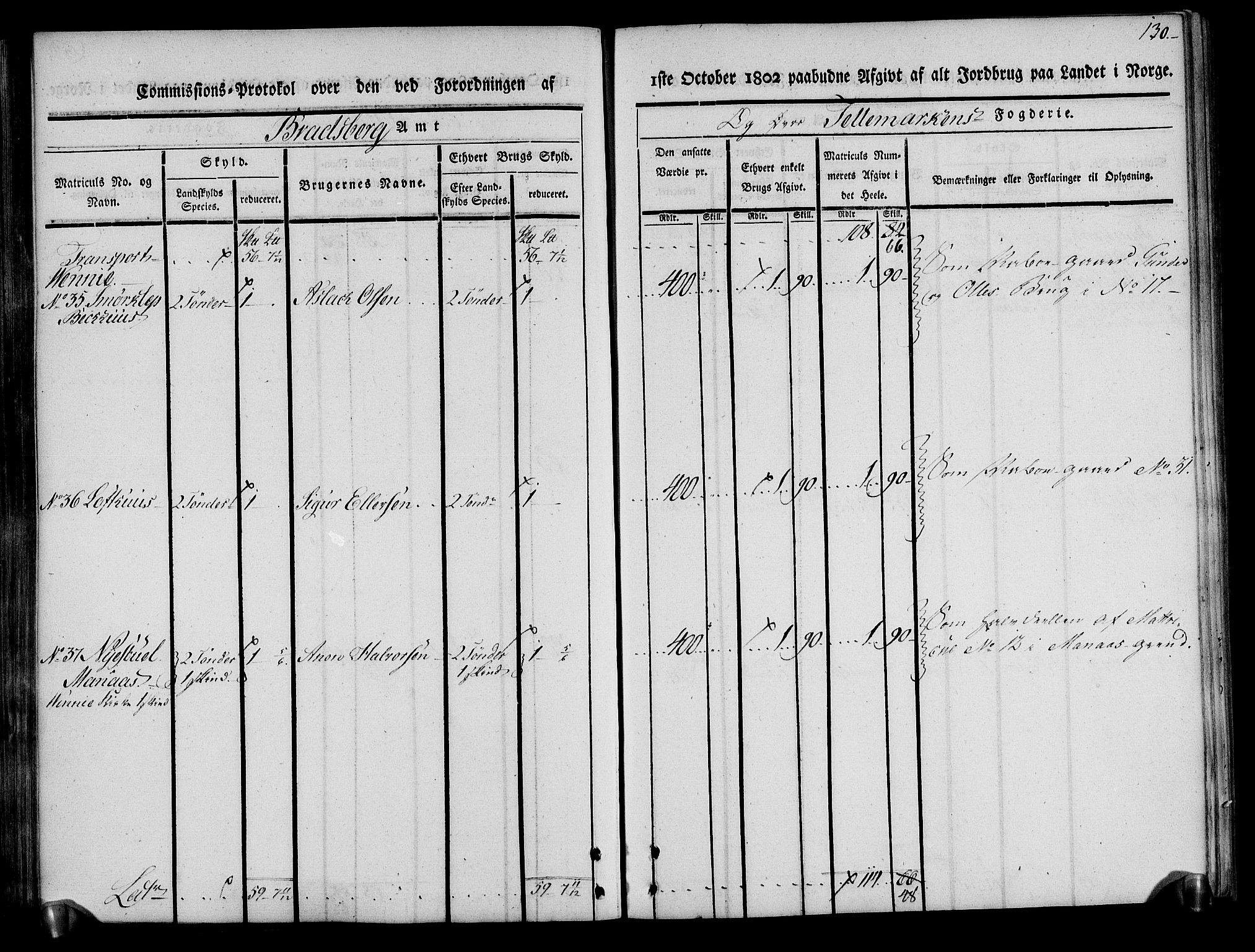 Rentekammeret inntil 1814, Realistisk ordnet avdeling, RA/EA-4070/N/Ne/Nea/L0075: Øvre Telemarken fogderi. Kommisjonsprotokoll for fogderiets vestre del - Kviteseid, Vinje, Moland [):Fyresdal] og Lårdal prestegjeld., 1803, s. 131