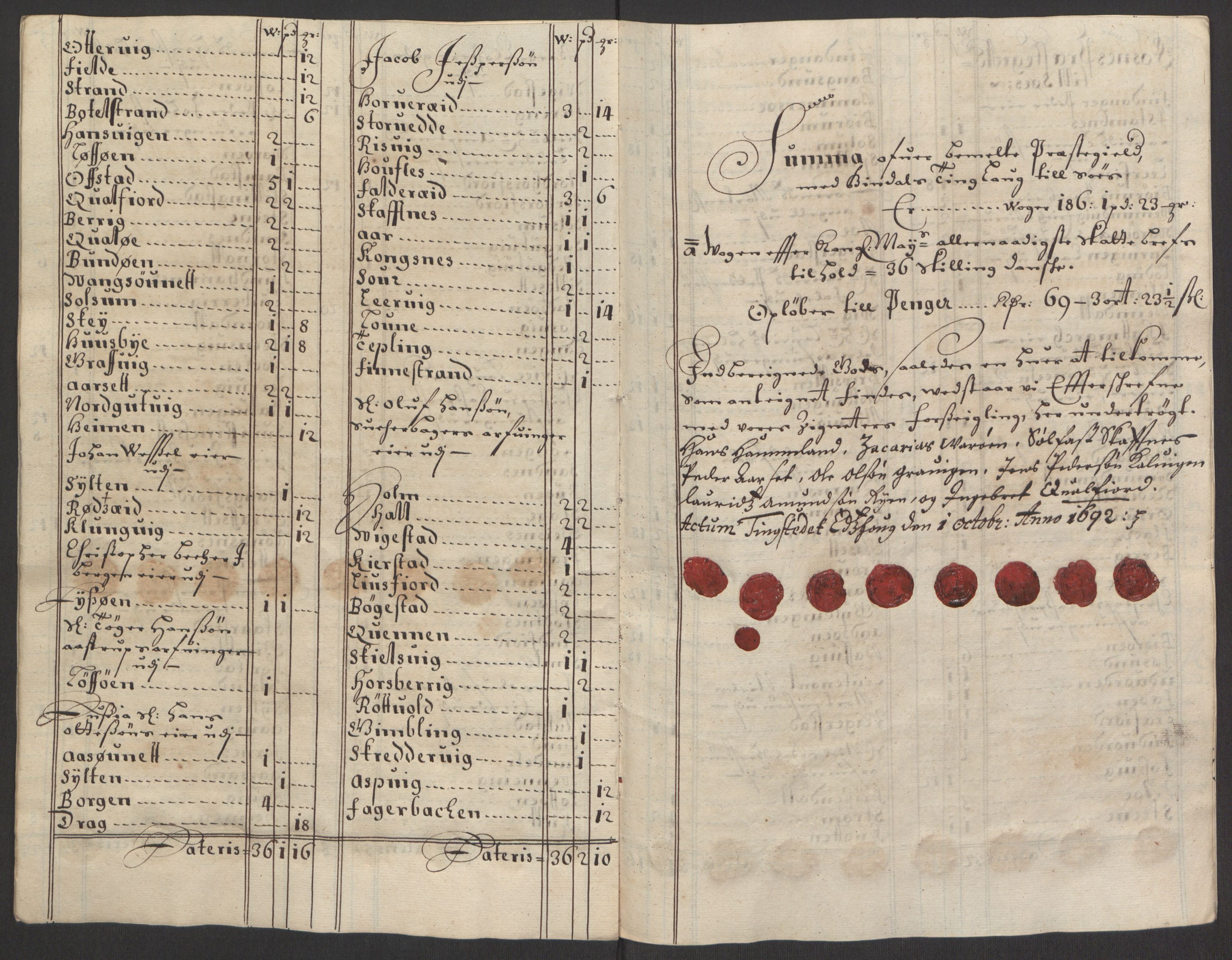 Rentekammeret inntil 1814, Reviderte regnskaper, Fogderegnskap, RA/EA-4092/R64/L4424: Fogderegnskap Namdal, 1692-1695, s. 36