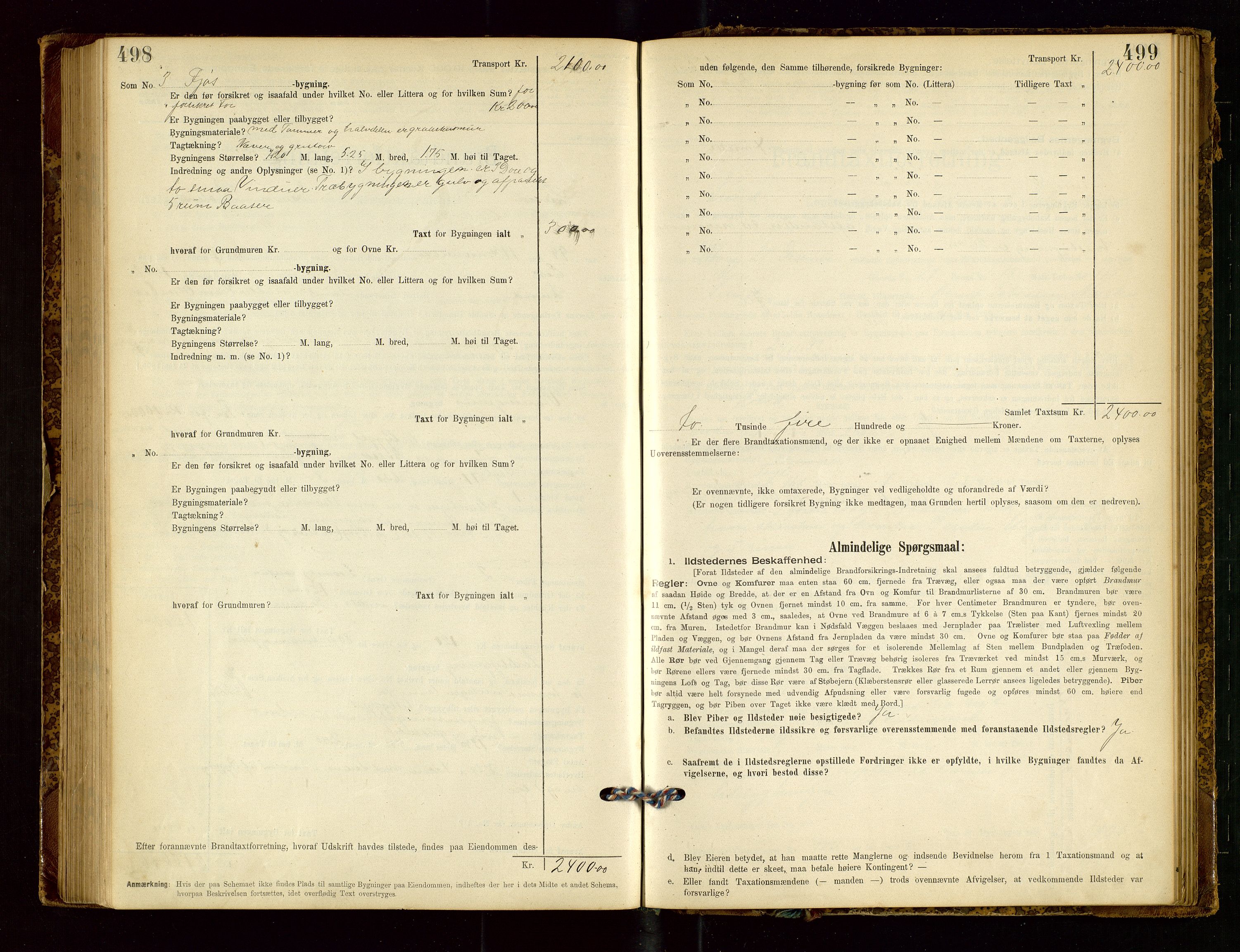 Lund lensmannskontor, AV/SAST-A-100303/Gob/L0001: "Brandtakstprotokol", 1894-1907, s. 498-499