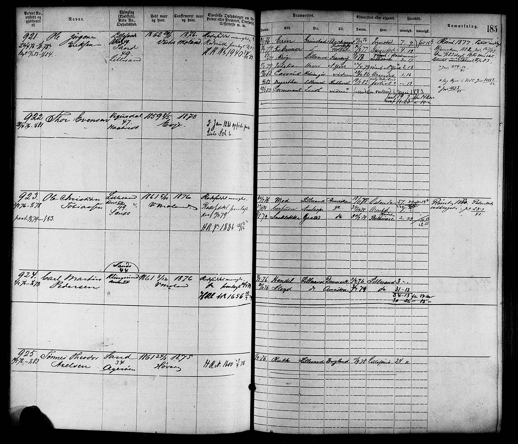 Lillesand mønstringskrets, AV/SAK-2031-0014/F/Fa/L0004: Annotasjonsrulle nr 1-1920 med register, G-1, 1869-1891, s. 210