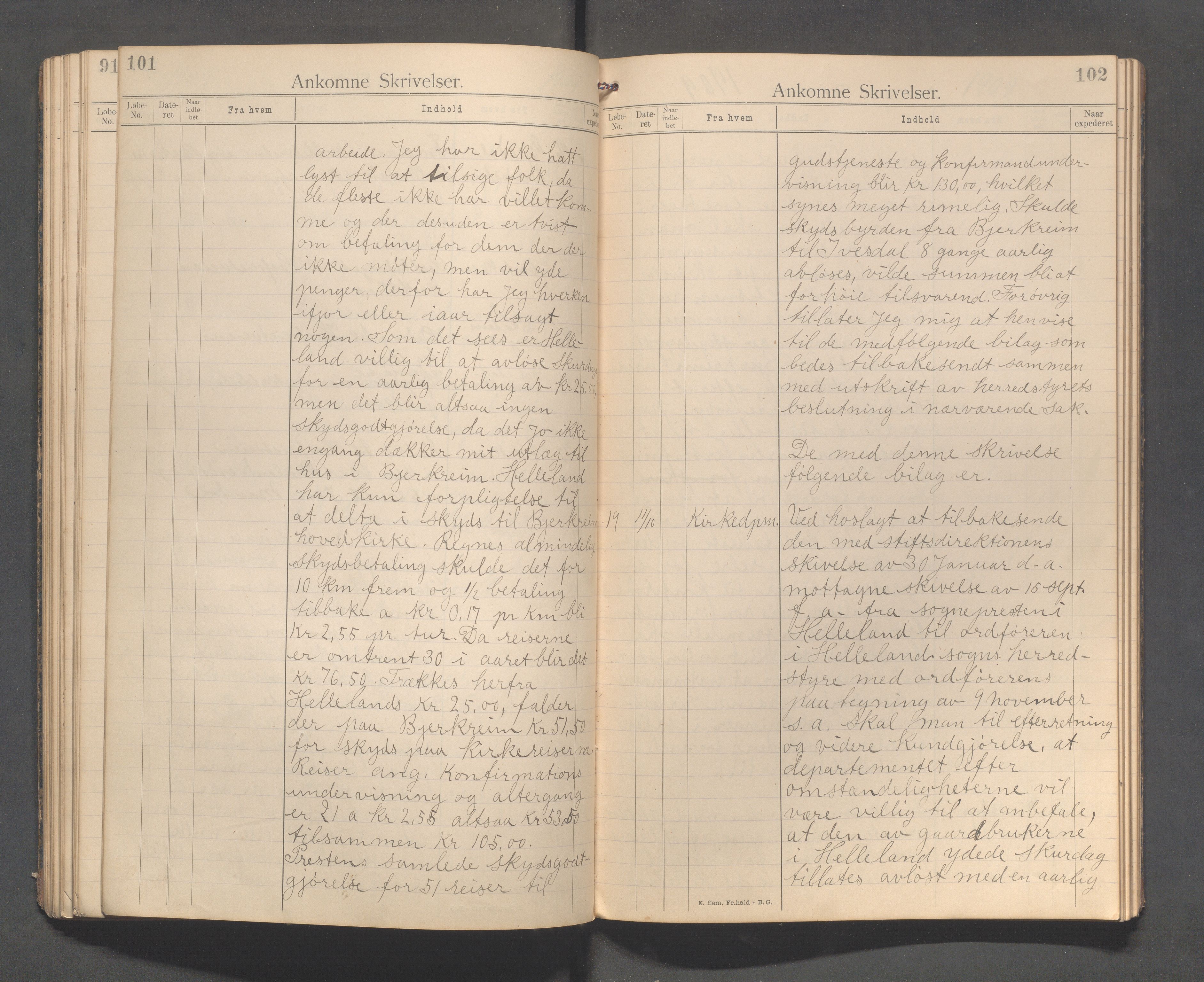 Bjerkreim kommune - Formannskapet/Sentraladministrasjonen, IKAR/K-101531/C/Ca/L0001: Journal, 1896-1911, s. 101-102