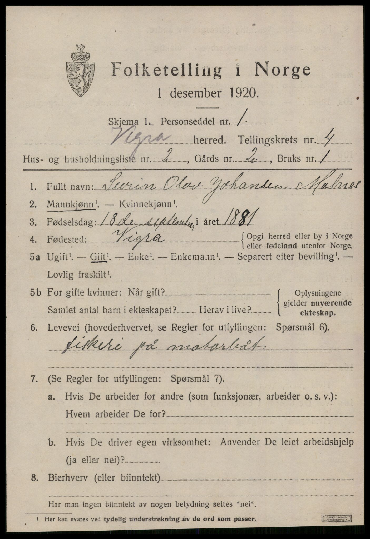 SAT, Folketelling 1920 for 1533 Vigra herred, 1920, s. 1748