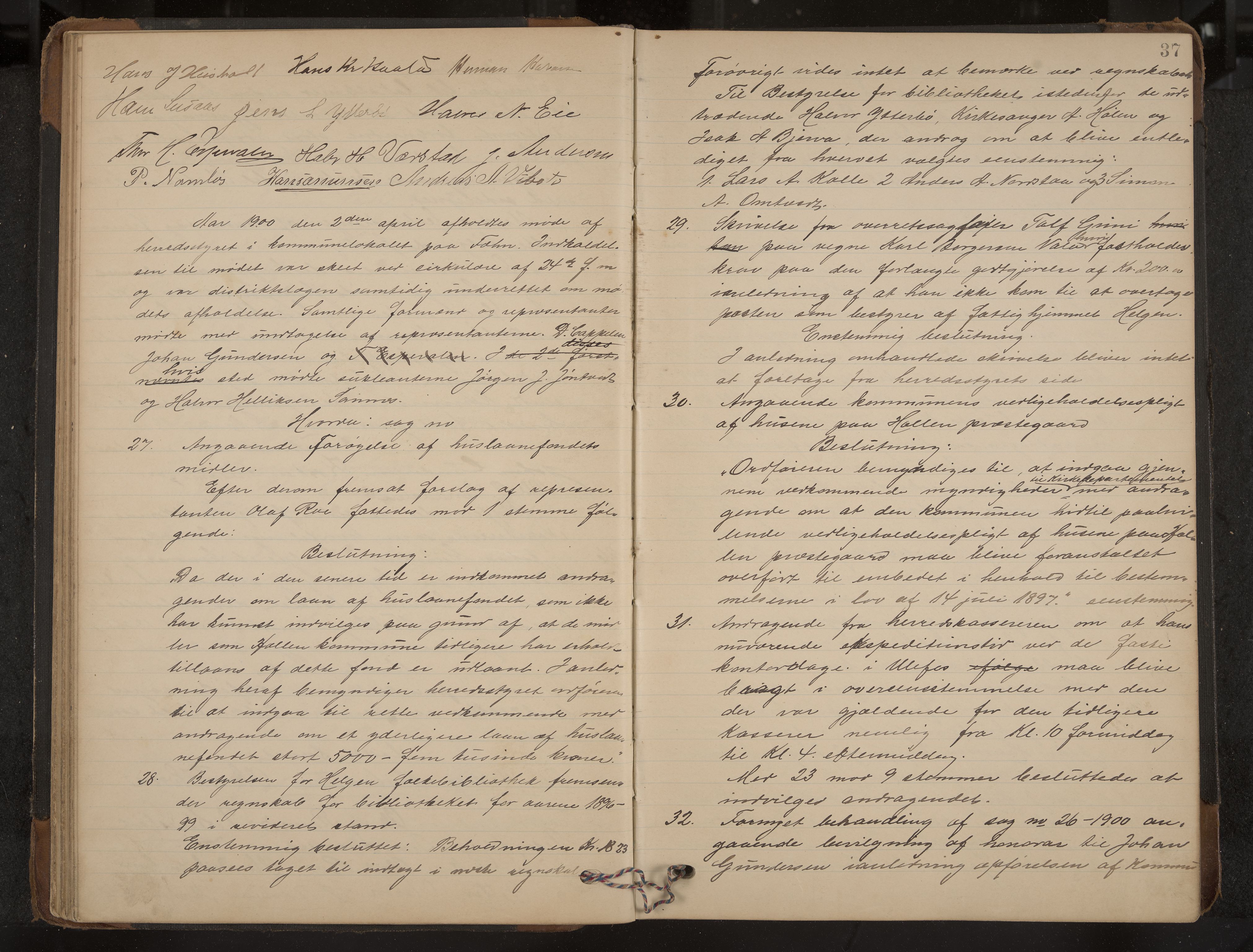 Holla formannskap og sentraladministrasjon, IKAK/0819021-1/A/L0004: Møtebok med register, 1899-1906, s. 37