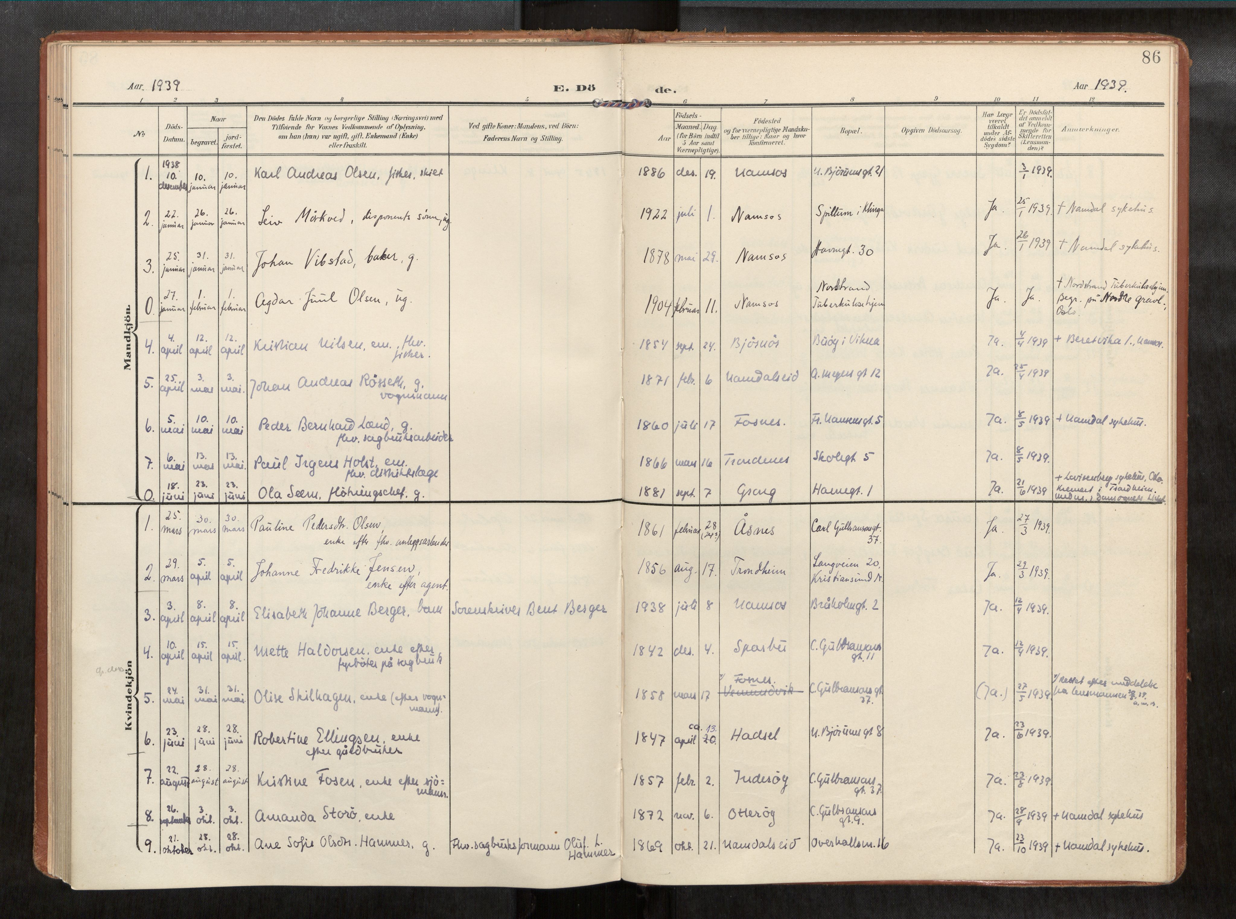 Ministerialprotokoller, klokkerbøker og fødselsregistre - Nord-Trøndelag, AV/SAT-A-1458/768/L0579b: Ministerialbok nr. 768A15, 1908-1945, s. 86