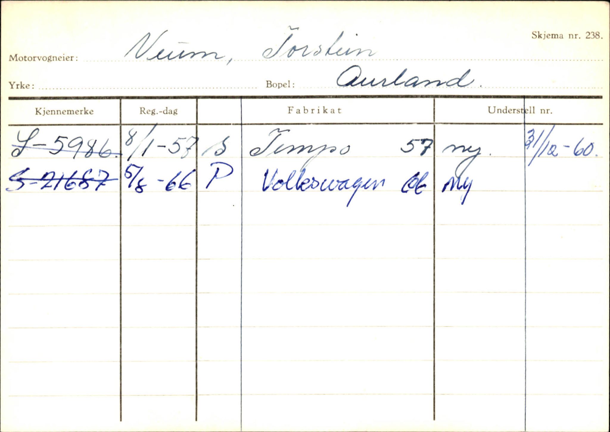 Statens vegvesen, Sogn og Fjordane vegkontor, AV/SAB-A-5301/4/F/L0125: Eigarregister Sogndal V-Å. Aurland A-Å. Fjaler A-N, 1945-1975, s. 1251