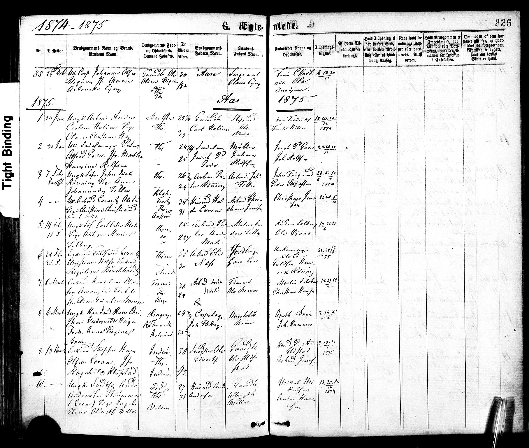 Ministerialprotokoller, klokkerbøker og fødselsregistre - Sør-Trøndelag, SAT/A-1456/602/L0118: Ministerialbok nr. 602A16, 1873-1879, s. 226