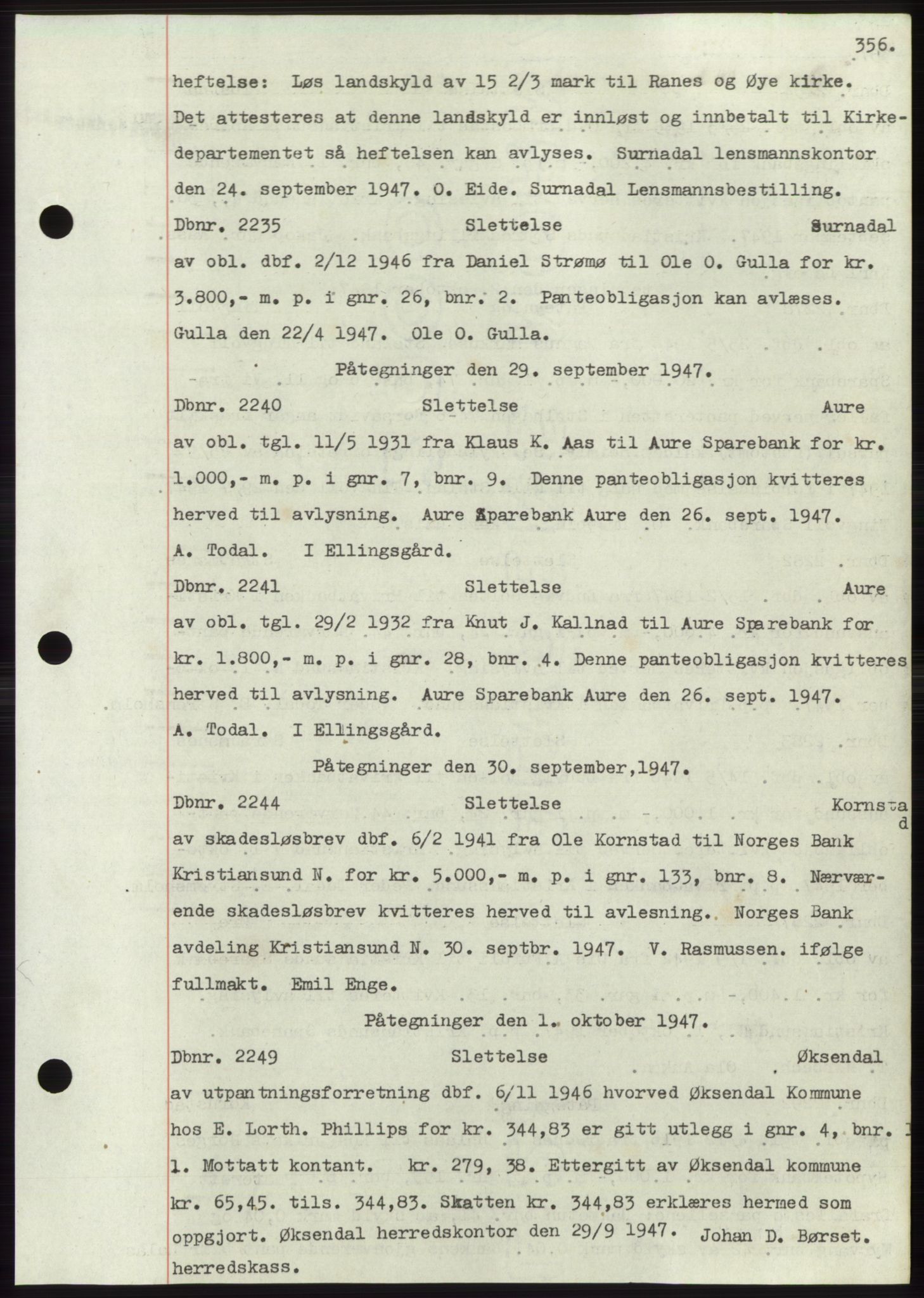 Nordmøre sorenskriveri, SAT/A-4132/1/2/2Ca: Pantebok nr. C82b, 1946-1951, Dagboknr: 2235/1947
