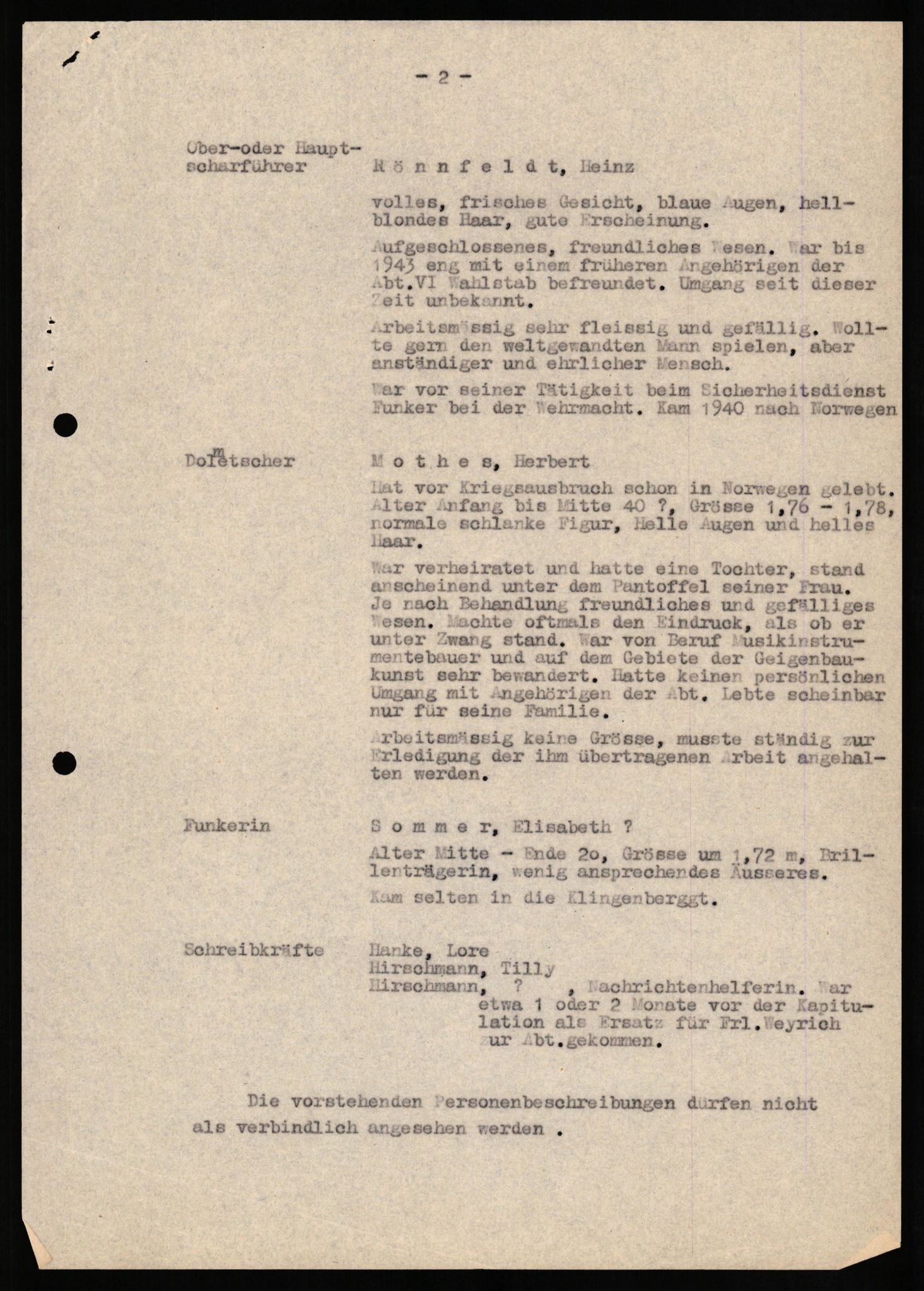 Forsvaret, Forsvarets overkommando II, AV/RA-RAFA-3915/D/Db/L0018: CI Questionaires. Tyske okkupasjonsstyrker i Norge. Tyskere., 1945-1946, s. 99