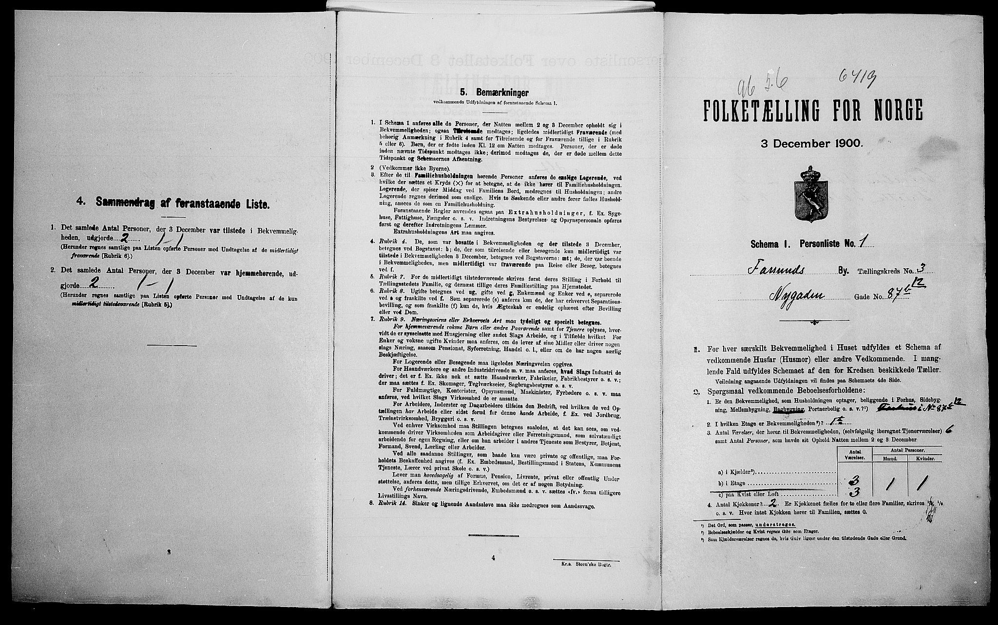 SAK, Folketelling 1900 for 1003 Farsund ladested, 1900, s. 100