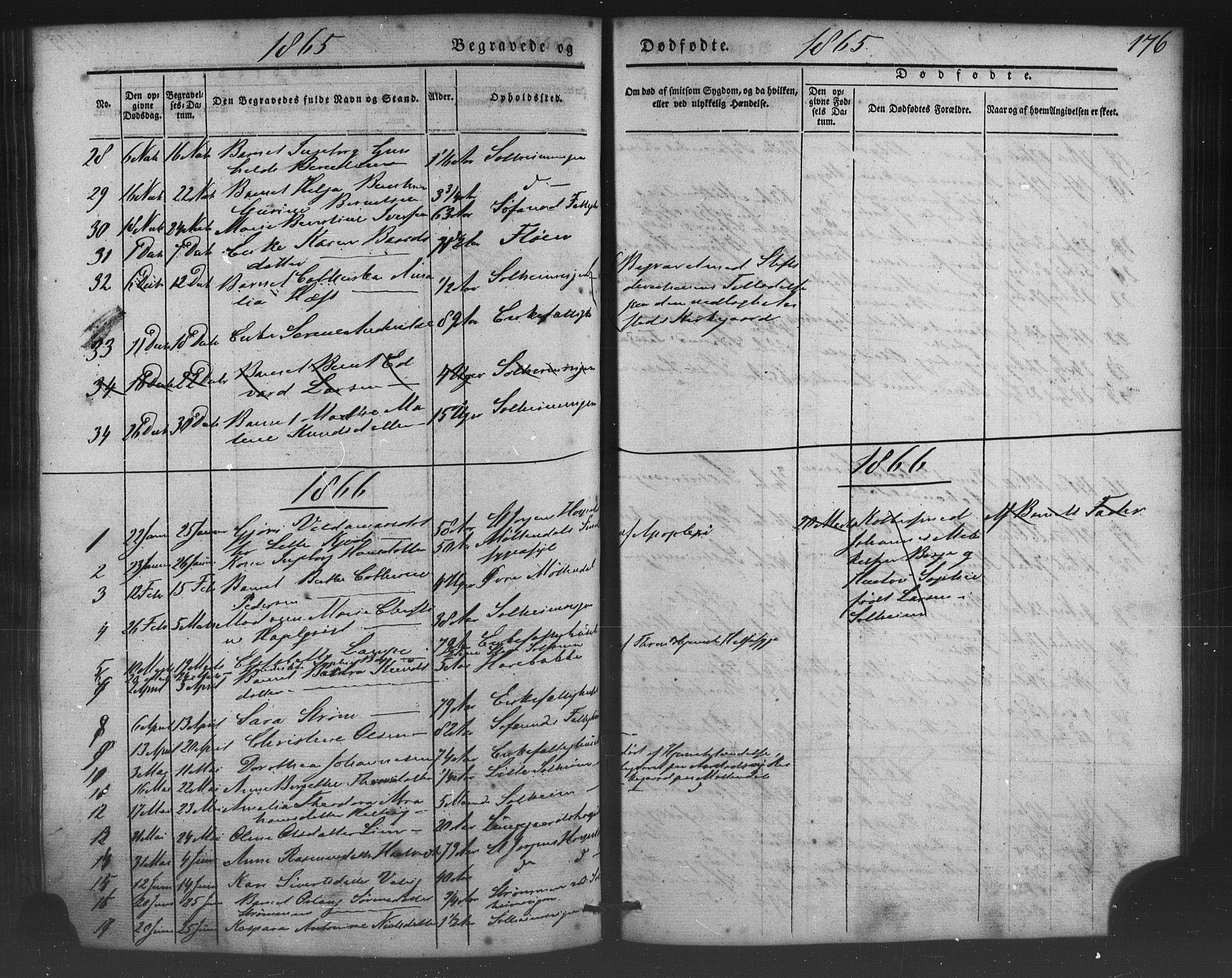 St. Jørgens hospital og Årstad sokneprestembete, AV/SAB-A-99934: Klokkerbok nr. A 5, 1844-1871, s. 176