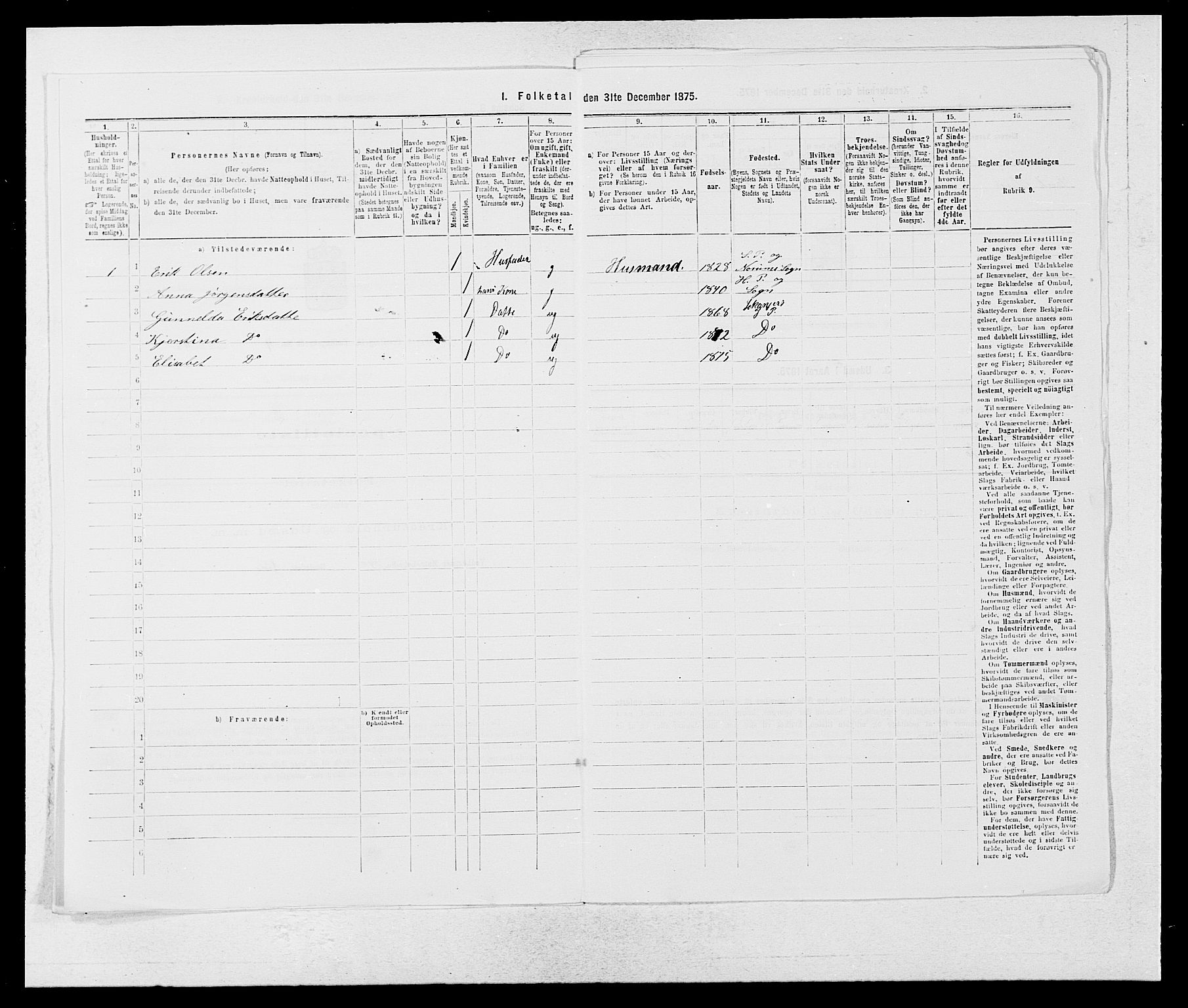 SAB, Folketelling 1875 for 1419P Leikanger prestegjeld, 1875, s. 398