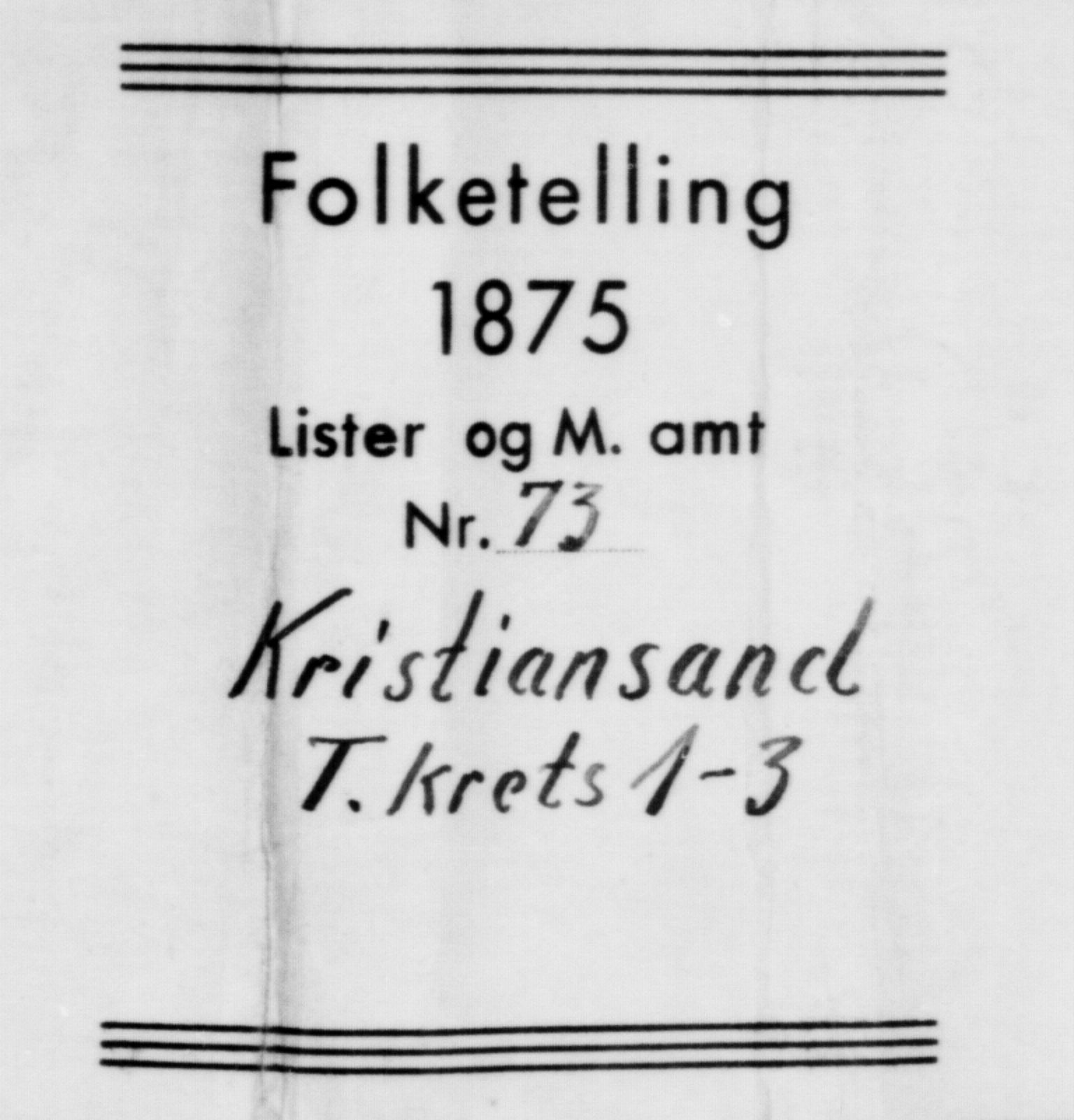 SAK, Folketelling 1875 for 1001P Kristiansand prestegjeld, 1875, s. 14