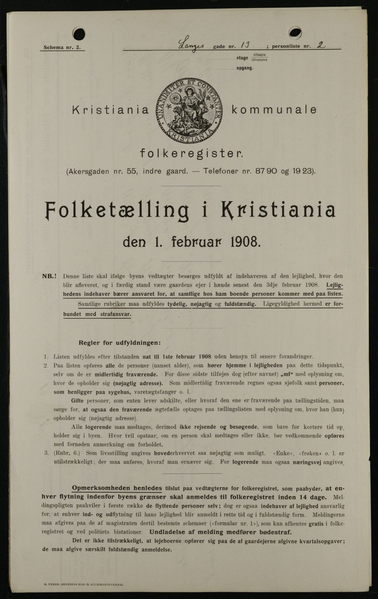 OBA, Kommunal folketelling 1.2.1908 for Kristiania kjøpstad, 1908, s. 50611