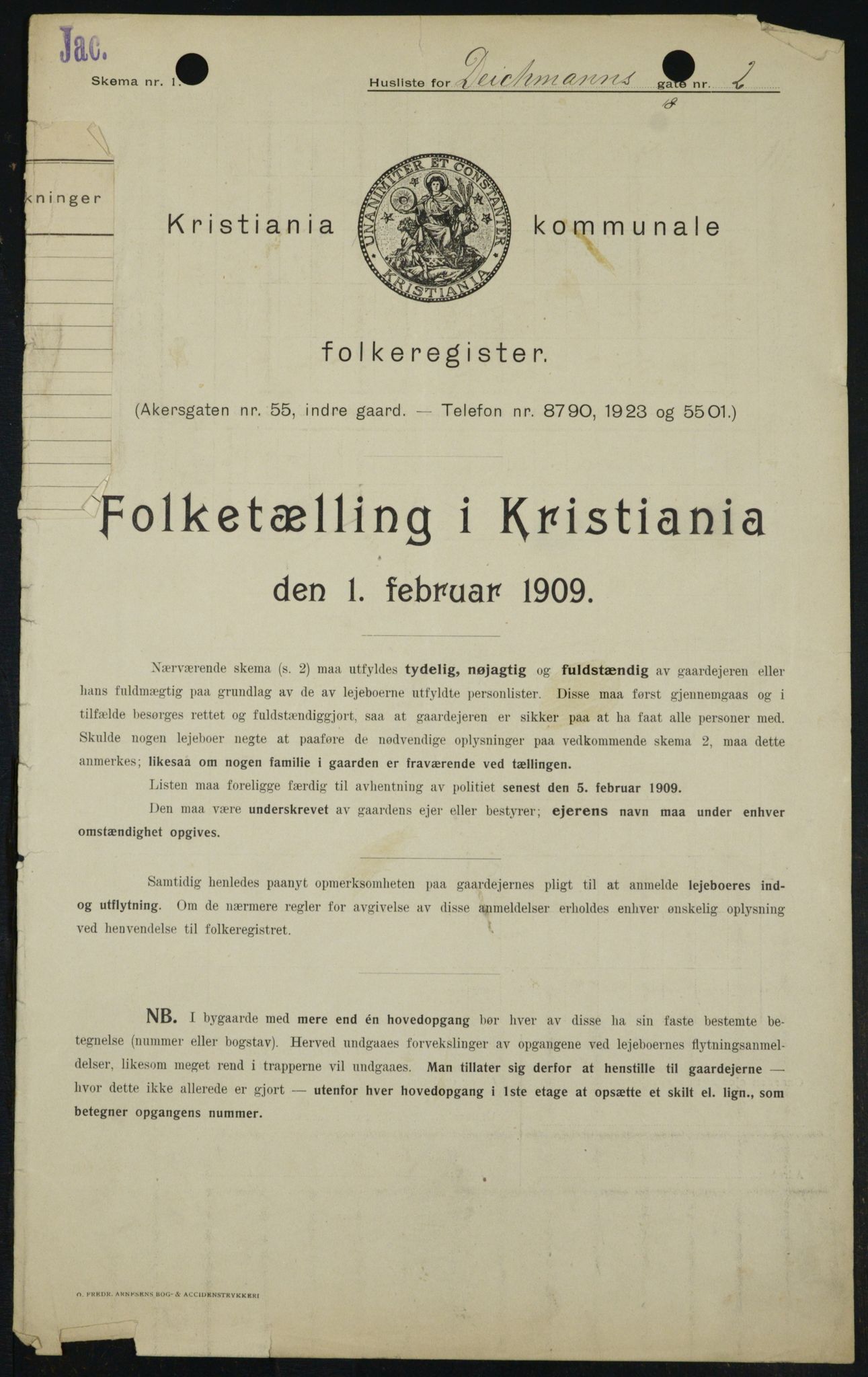 OBA, Kommunal folketelling 1.2.1909 for Kristiania kjøpstad, 1909, s. 14061
