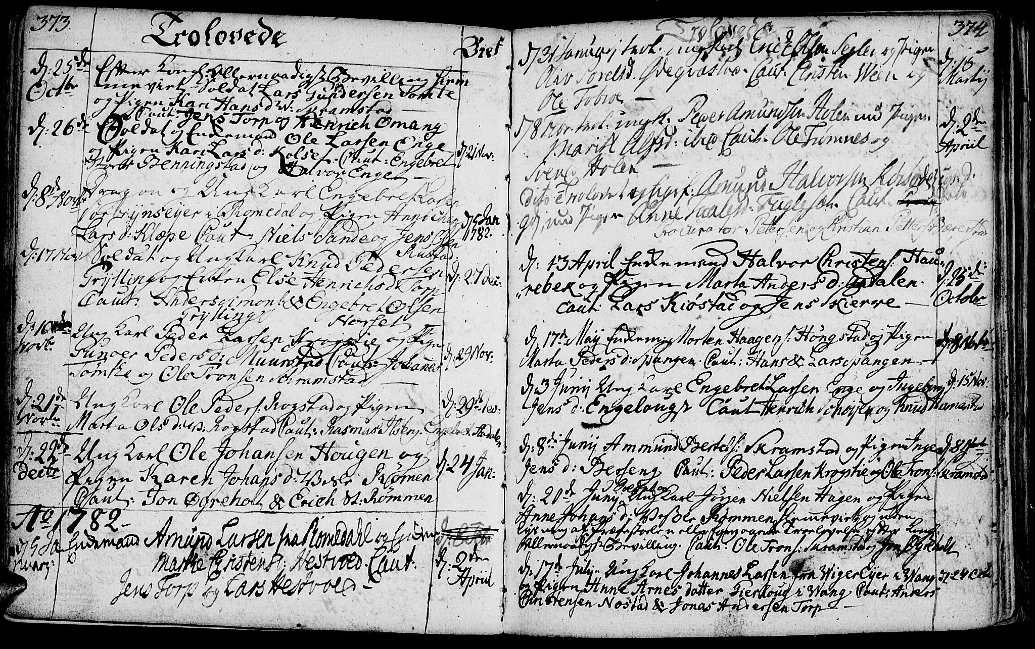 Løten prestekontor, AV/SAH-PREST-022/K/Ka/L0003: Ministerialbok nr. 3, 1773-1800, s. 373-374