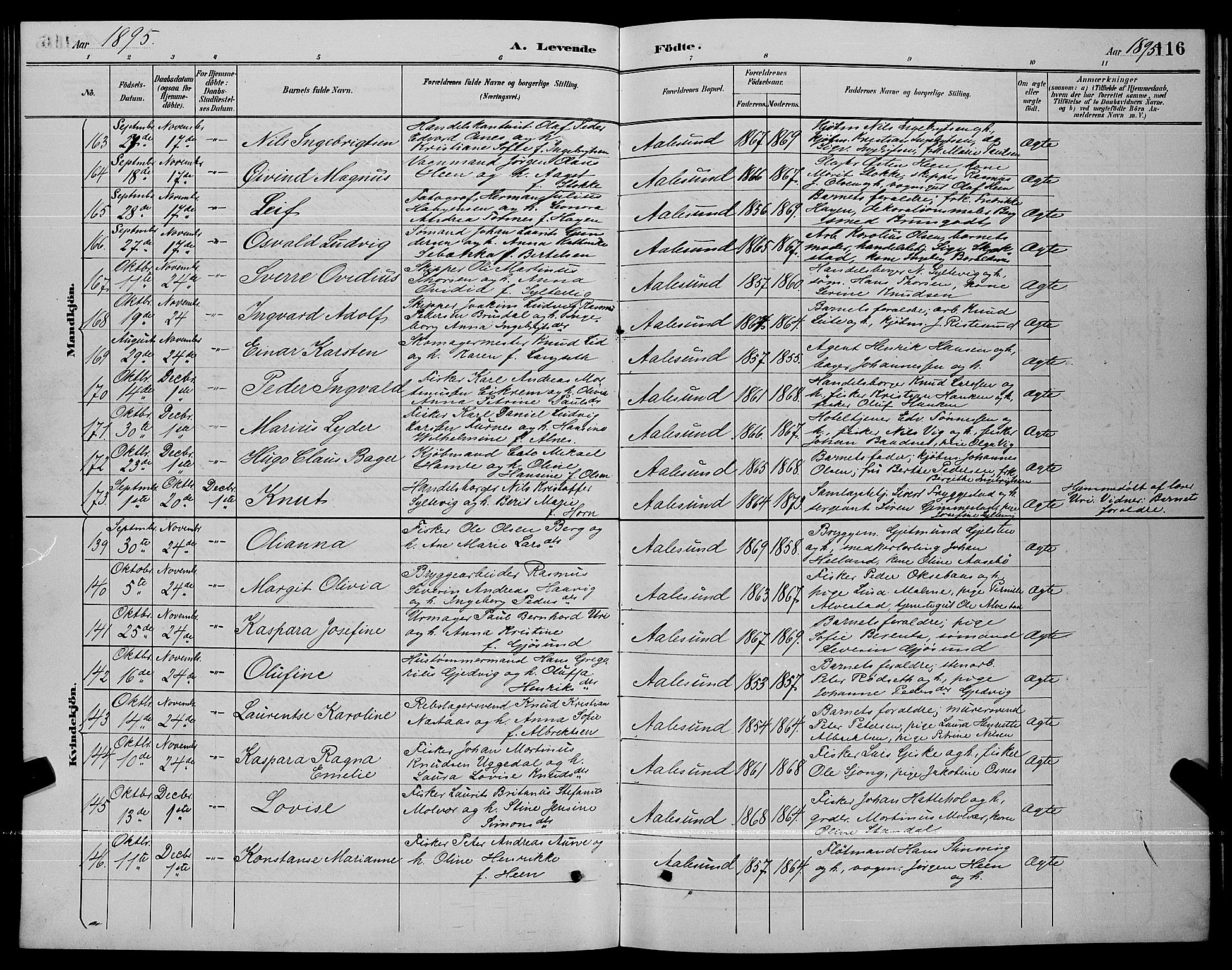 Ministerialprotokoller, klokkerbøker og fødselsregistre - Møre og Romsdal, AV/SAT-A-1454/529/L0467: Klokkerbok nr. 529C04, 1889-1897, s. 116