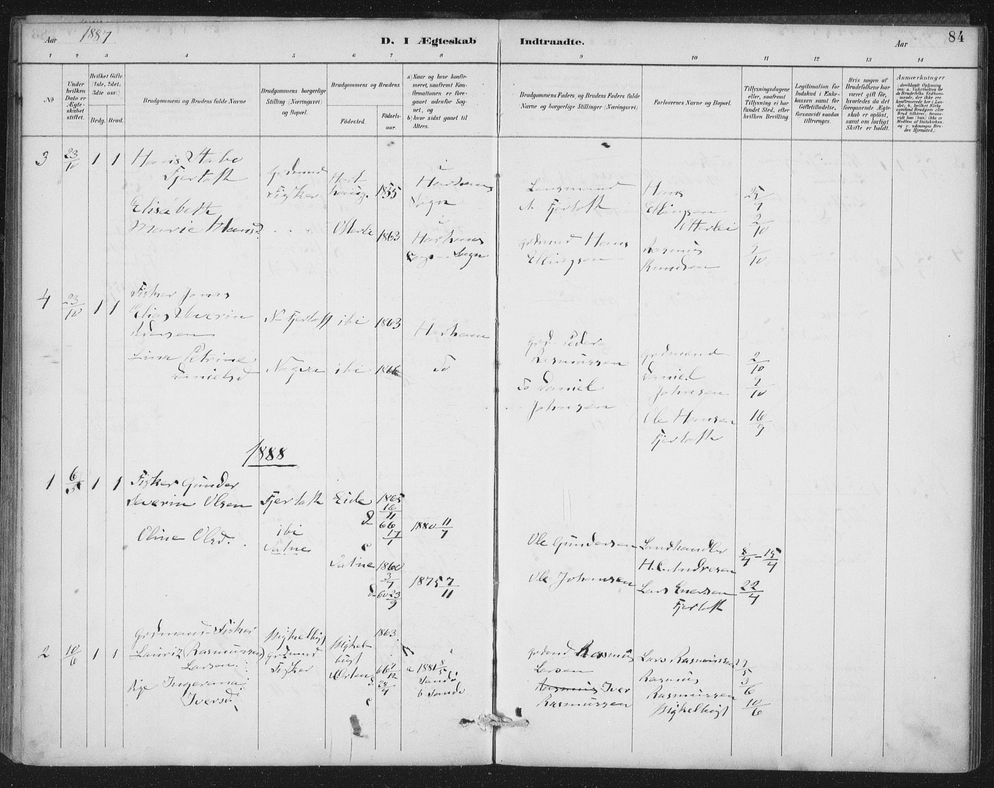 Ministerialprotokoller, klokkerbøker og fødselsregistre - Møre og Romsdal, AV/SAT-A-1454/538/L0522: Ministerialbok nr. 538A01, 1884-1913, s. 84