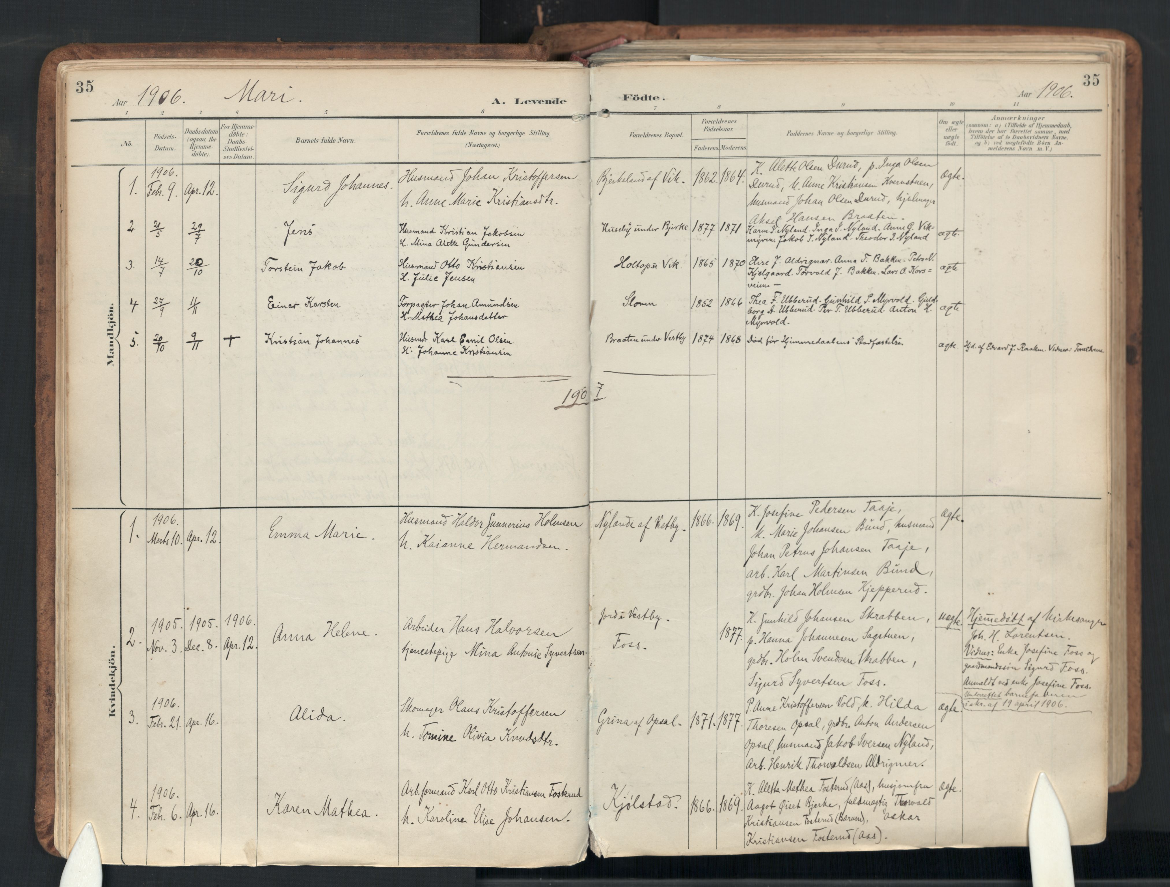 Enebakk prestekontor Kirkebøker, AV/SAO-A-10171c/F/Fb/L0002: Ministerialbok nr. II 2, 1891-1959, s. 35