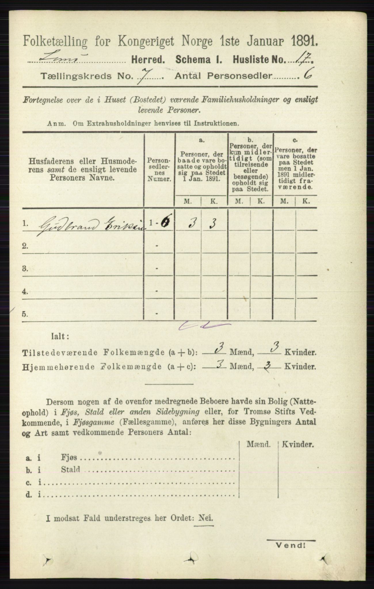 RA, Folketelling 1891 for 0514 Lom herred, 1891, s. 2776