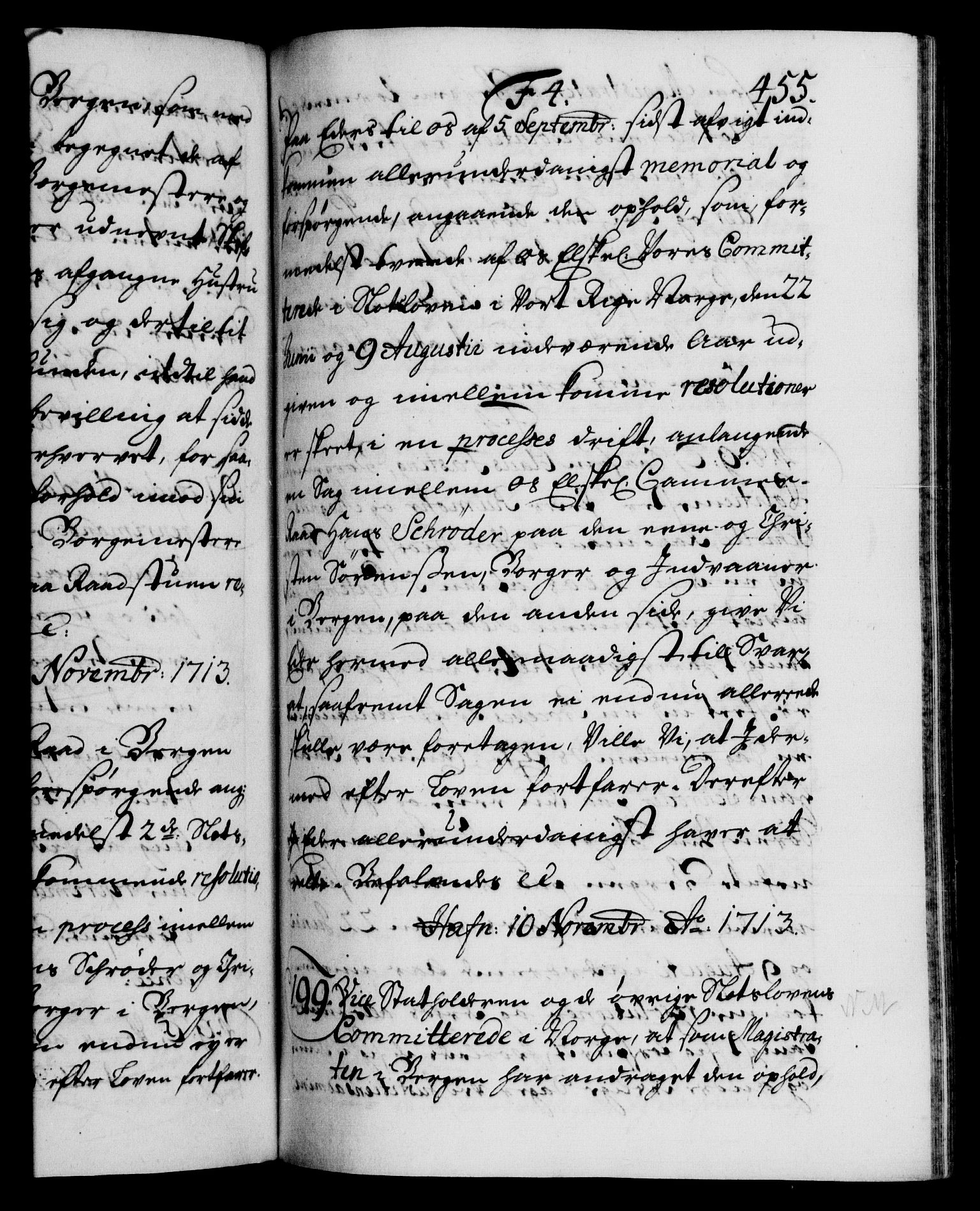 Danske Kanselli 1572-1799, AV/RA-EA-3023/F/Fc/Fca/Fcab/L0019: Norske tegnelser, 1710-1714, s. 455a