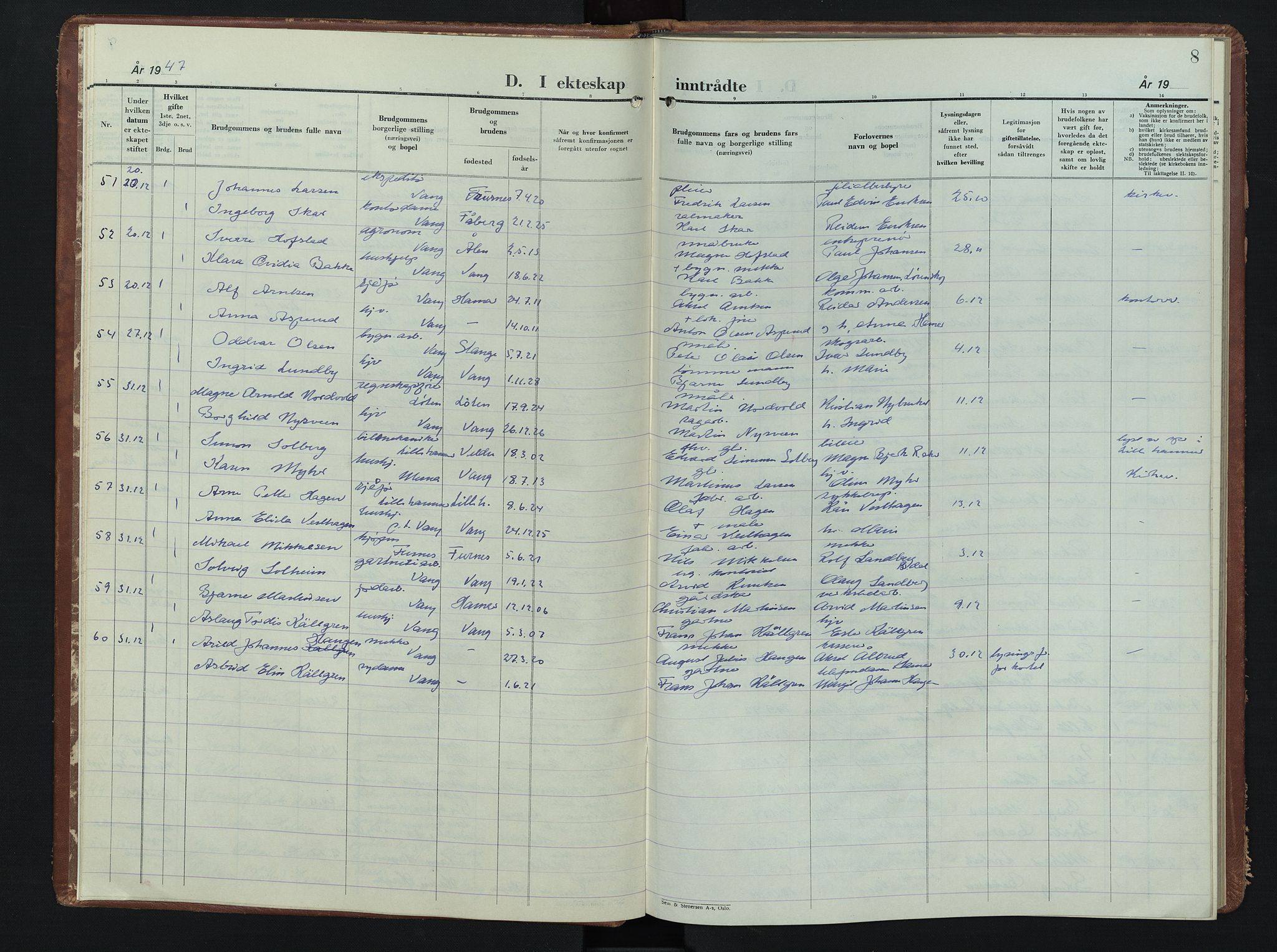 Vang prestekontor, Hedmark, AV/SAH-PREST-008/H/Ha/Hab/L0020: Klokkerbok nr. 20, 1947-1957, s. 8