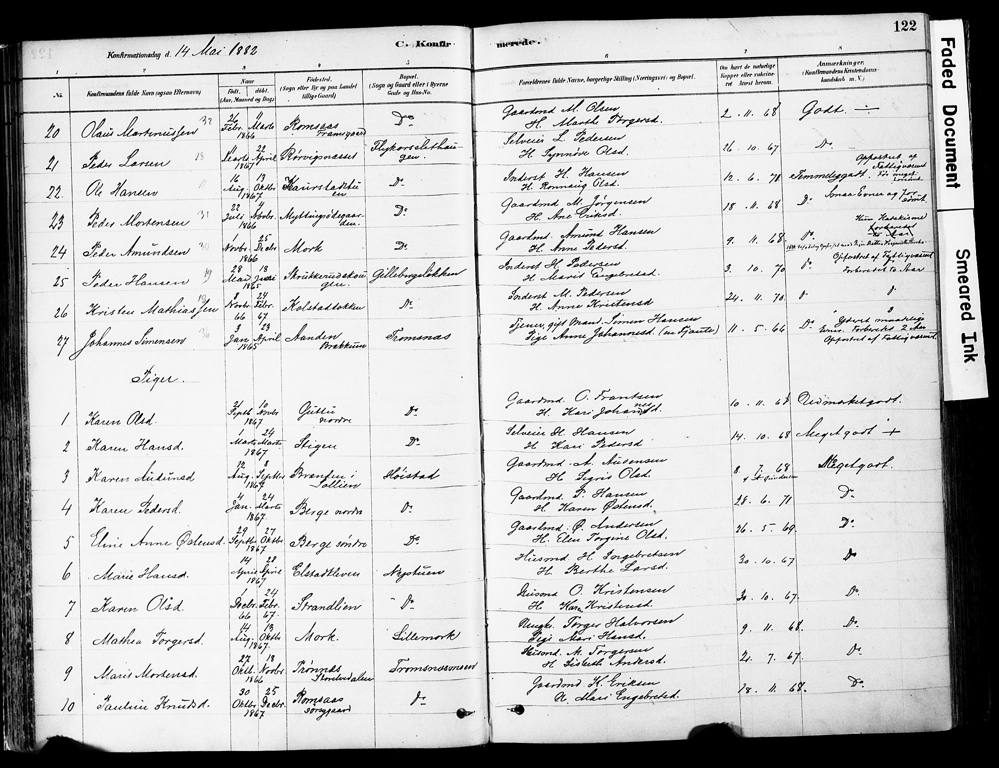 Ringebu prestekontor, AV/SAH-PREST-082/H/Ha/Haa/L0008: Ministerialbok nr. 8, 1878-1898, s. 122