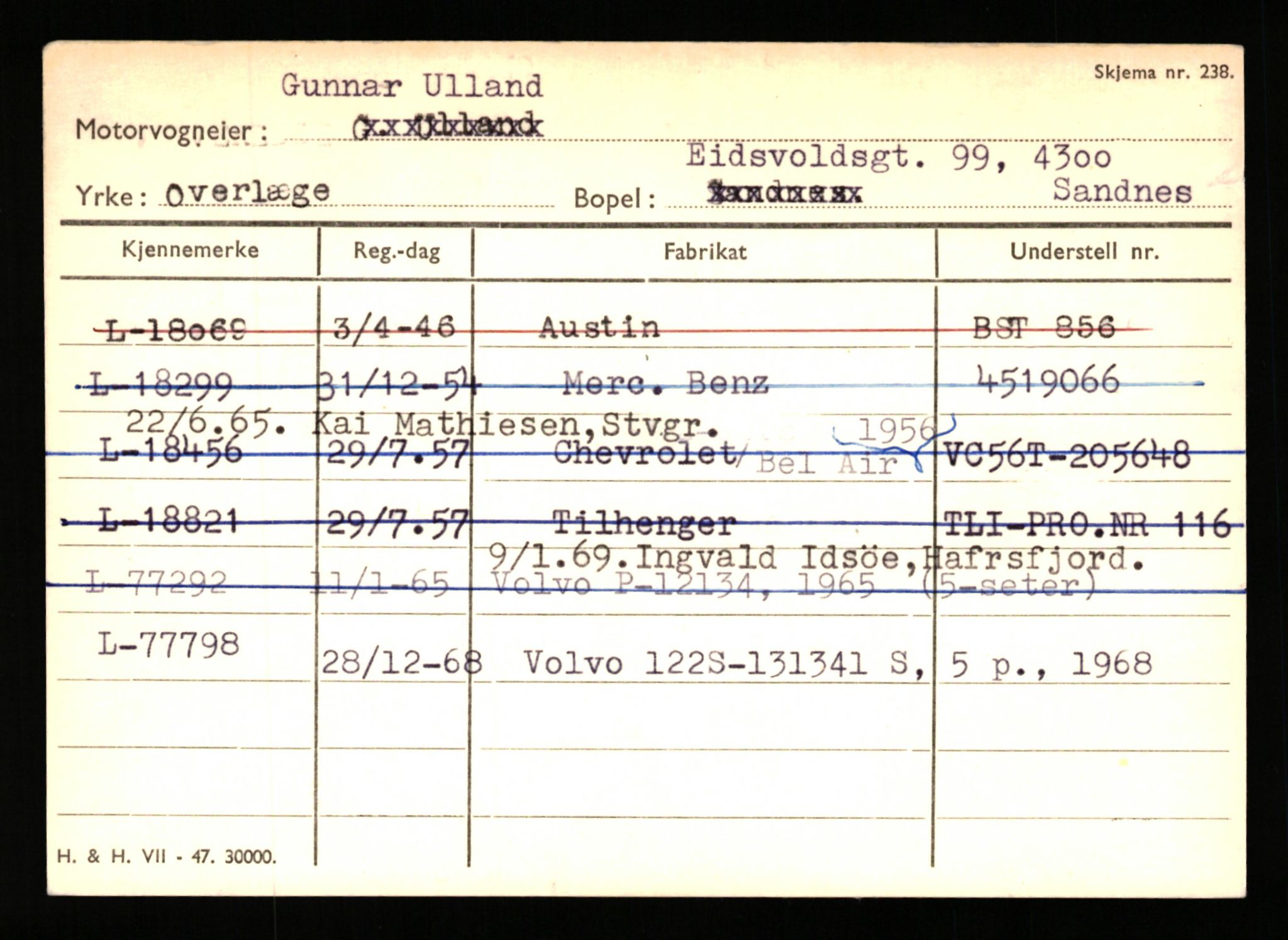 Stavanger trafikkstasjon, AV/SAST-A-101942/0/H/L0041: Uglevik - Vaule, 1930-1971, s. 25