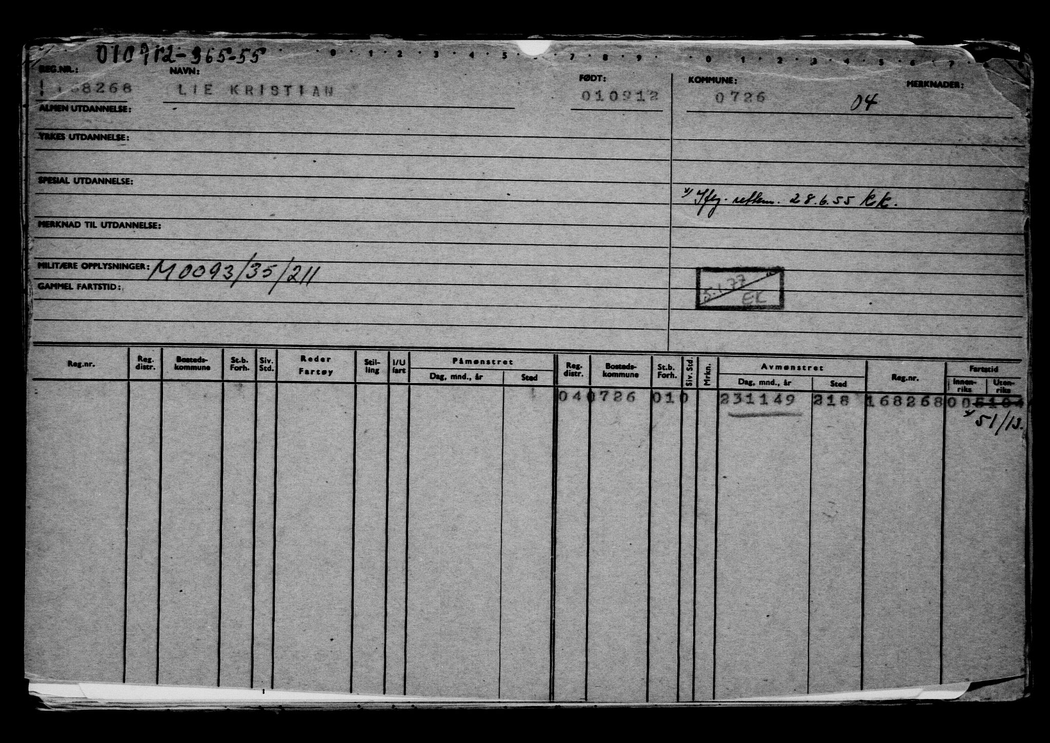 Direktoratet for sjømenn, AV/RA-S-3545/G/Gb/L0107: Hovedkort, 1912, s. 5