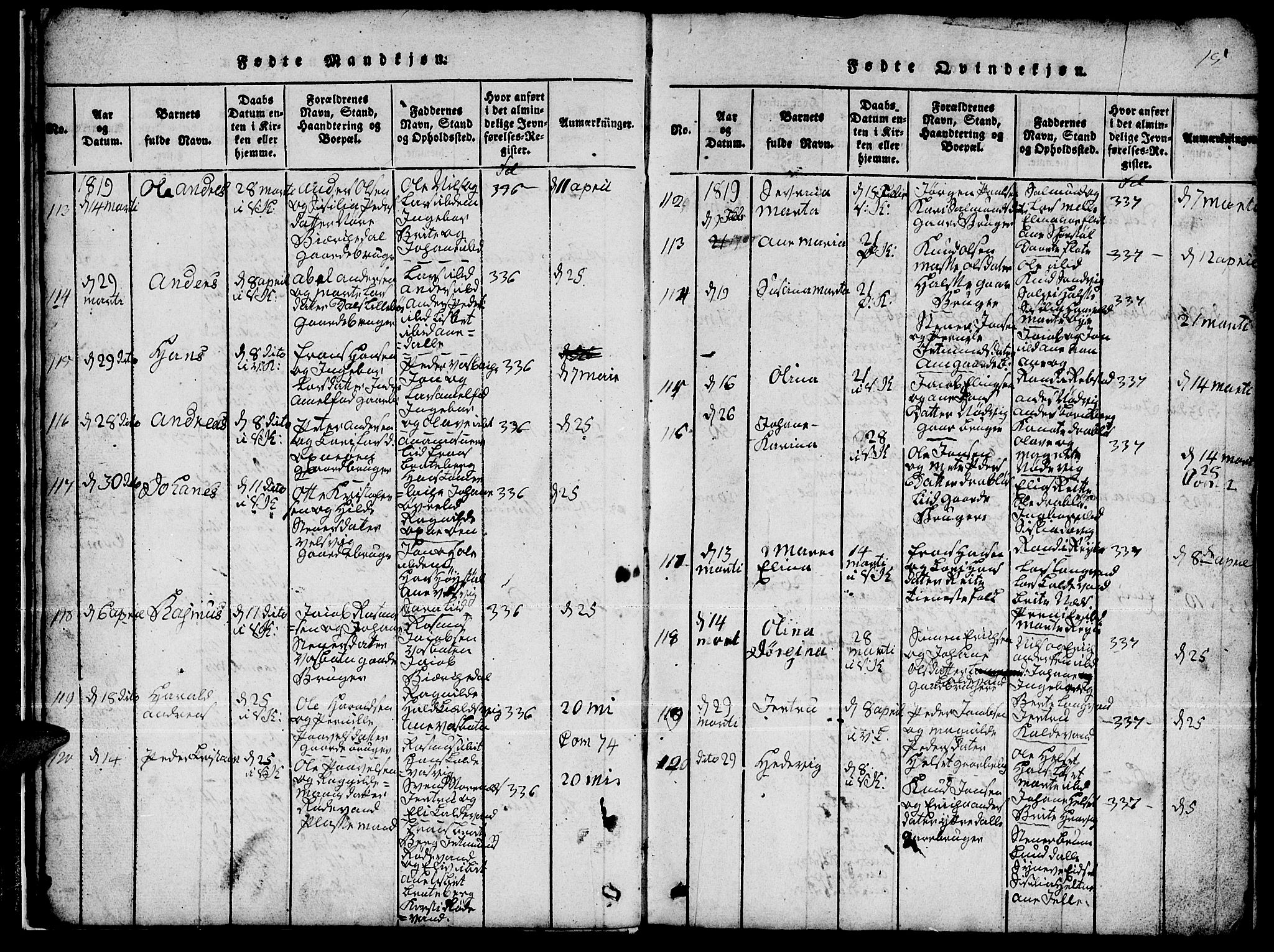 Ministerialprotokoller, klokkerbøker og fødselsregistre - Møre og Romsdal, AV/SAT-A-1454/511/L0155: Klokkerbok nr. 511C01, 1817-1829, s. 15