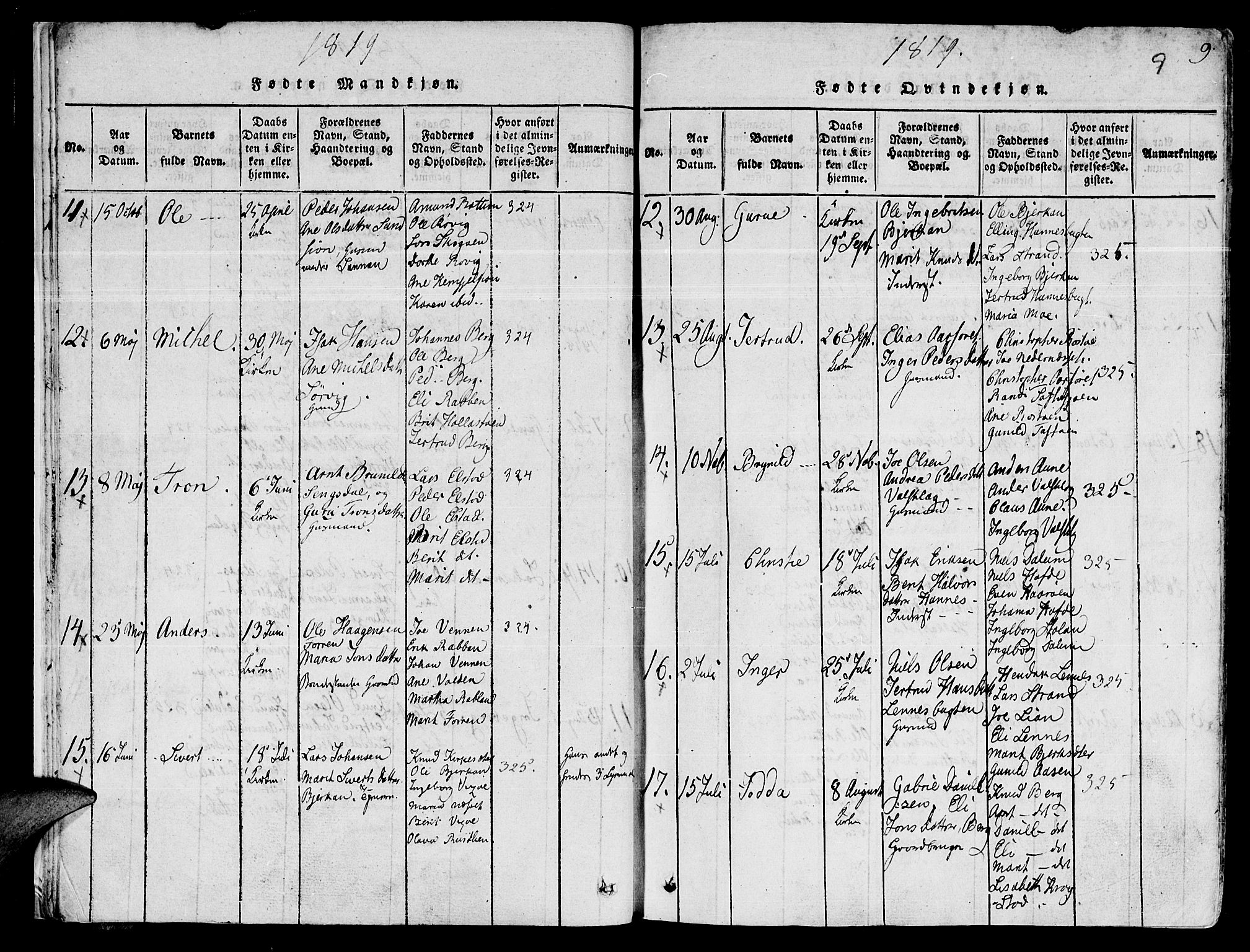 Ministerialprotokoller, klokkerbøker og fødselsregistre - Sør-Trøndelag, SAT/A-1456/630/L0491: Ministerialbok nr. 630A04, 1818-1830, s. 9