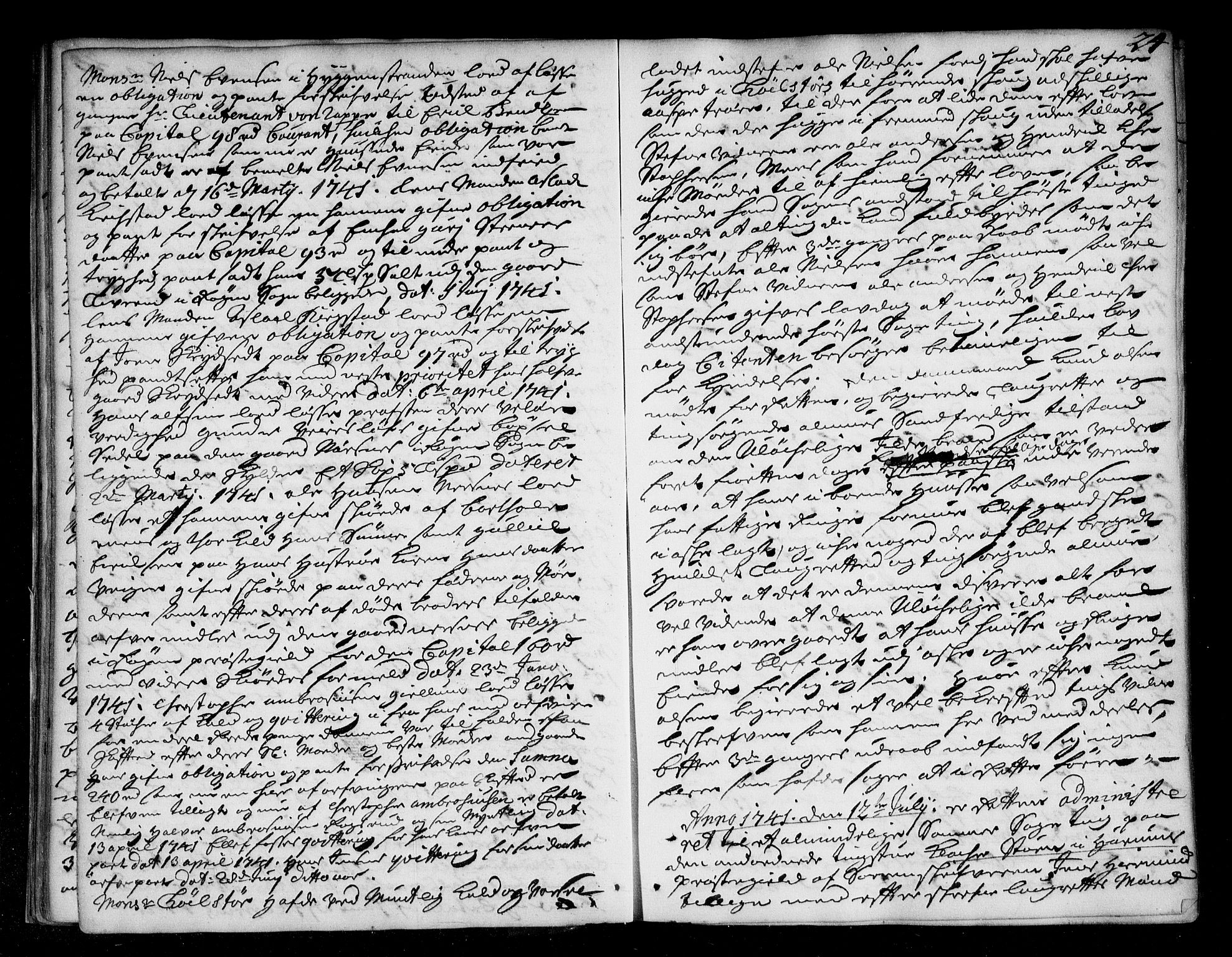 Lier, Røyken og Hurum sorenskriveri, AV/SAKO-A-89/F/Fa/L0050: Tingbok, 1741-1745, s. 24