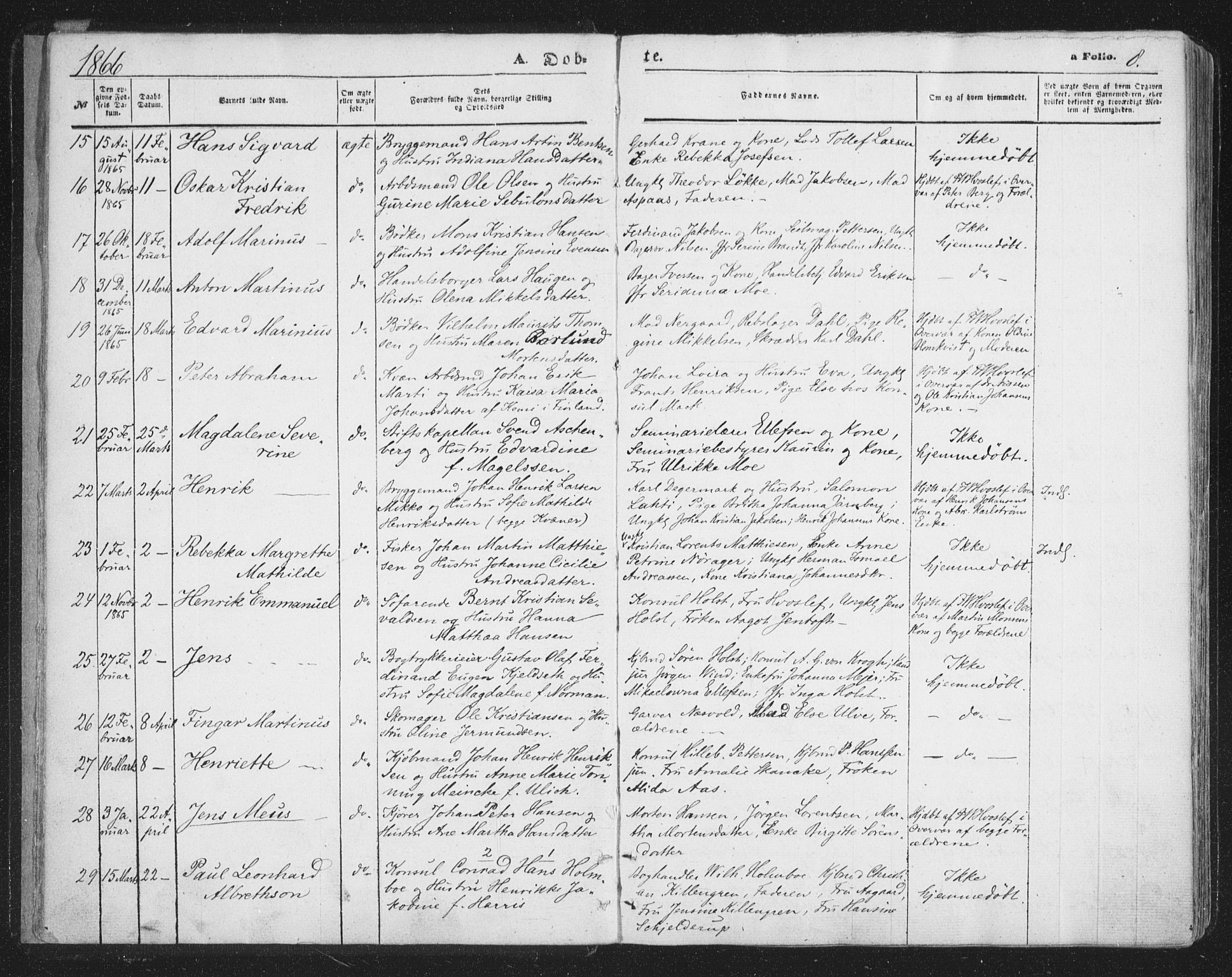 Tromsø sokneprestkontor/stiftsprosti/domprosti, AV/SATØ-S-1343/G/Ga/L0012kirke: Ministerialbok nr. 12, 1865-1871, s. 8