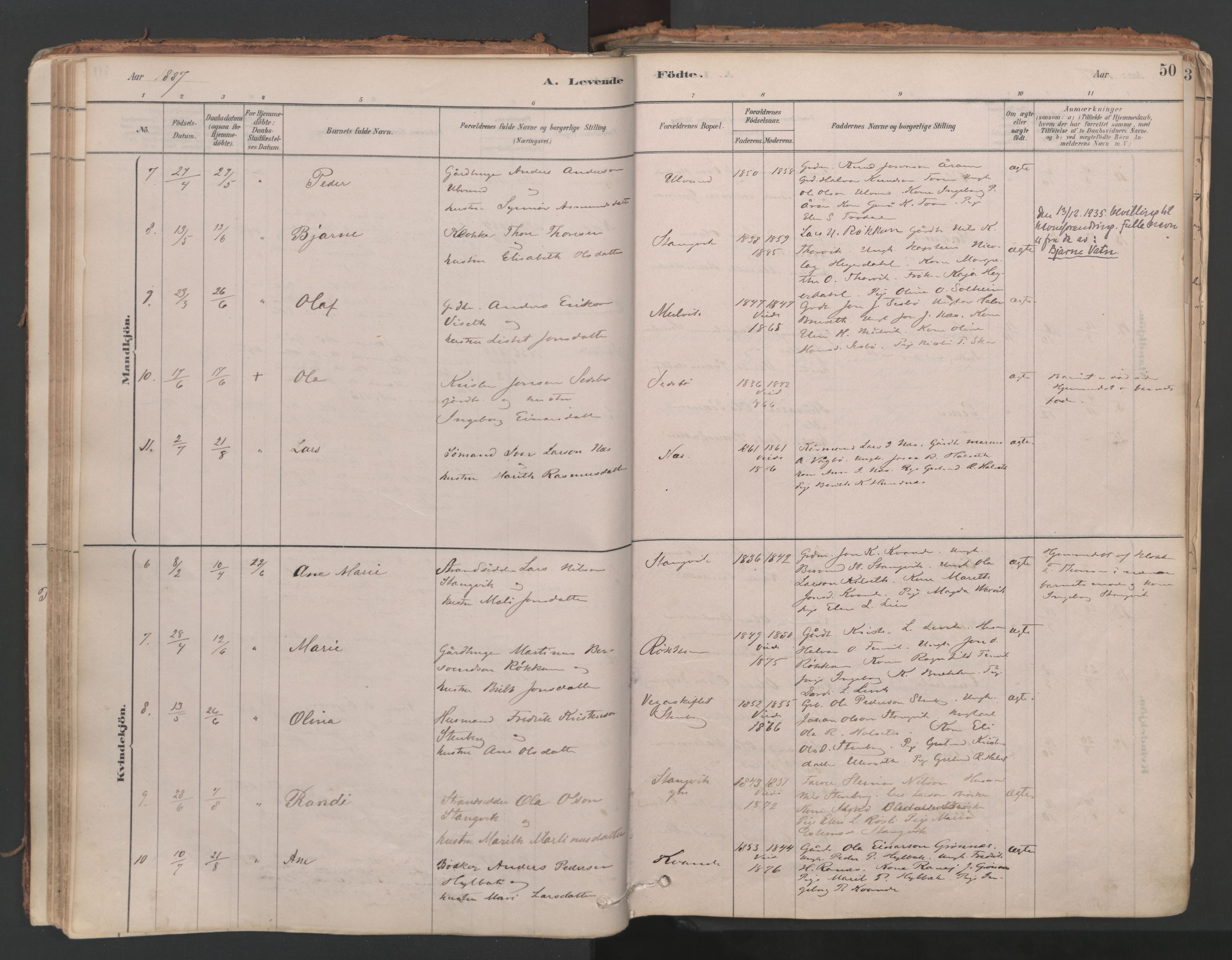 Ministerialprotokoller, klokkerbøker og fødselsregistre - Møre og Romsdal, AV/SAT-A-1454/592/L1029: Ministerialbok nr. 592A07, 1879-1902, s. 50