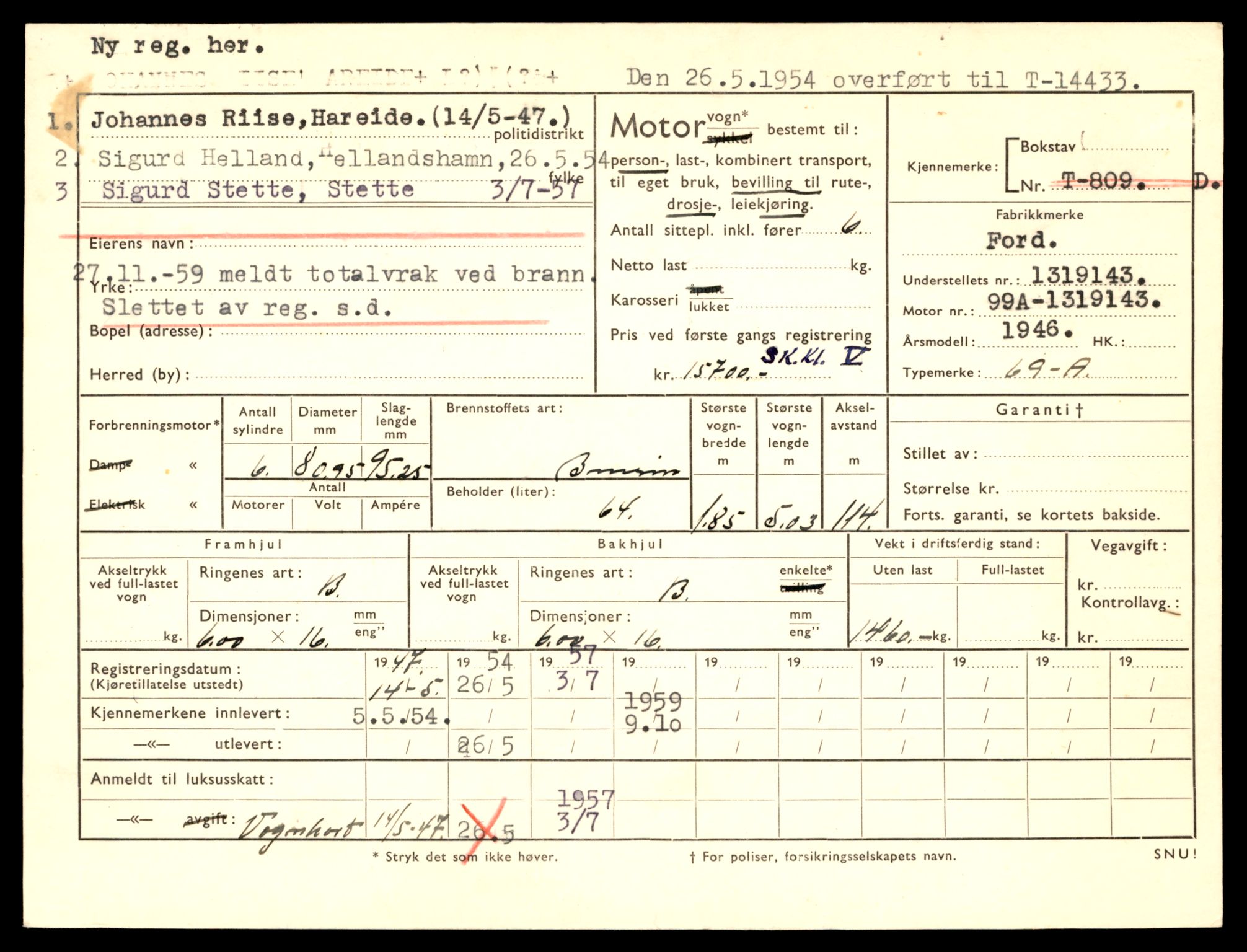 Møre og Romsdal vegkontor - Ålesund trafikkstasjon, AV/SAT-A-4099/F/Fe/L0045: Registreringskort for kjøretøy T 14320 - T 14444, 1927-1998, s. 2894