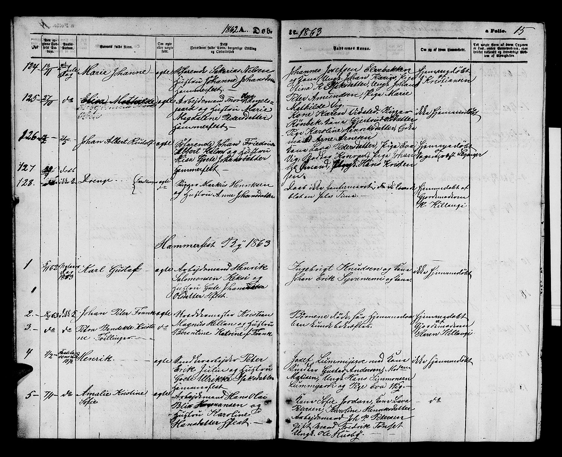 Hammerfest sokneprestkontor, AV/SATØ-S-1347/H/Hb/L0003.klokk: Klokkerbok nr. 3 /1, 1862-1868, s. 15
