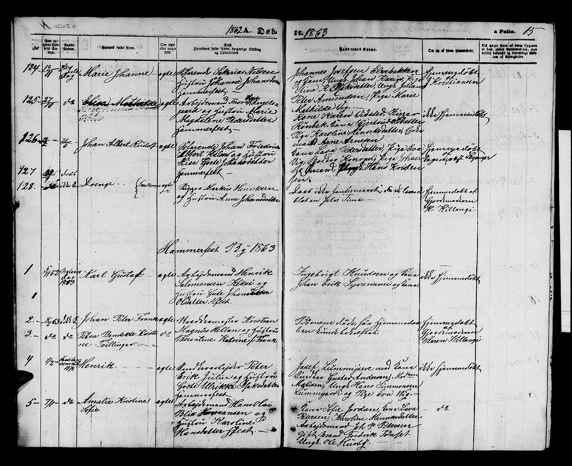 Hammerfest sokneprestkontor, SATØ/S-1347/H/Hb/L0003.klokk: Klokkerbok nr. 3 /1, 1862-1868, s. 15