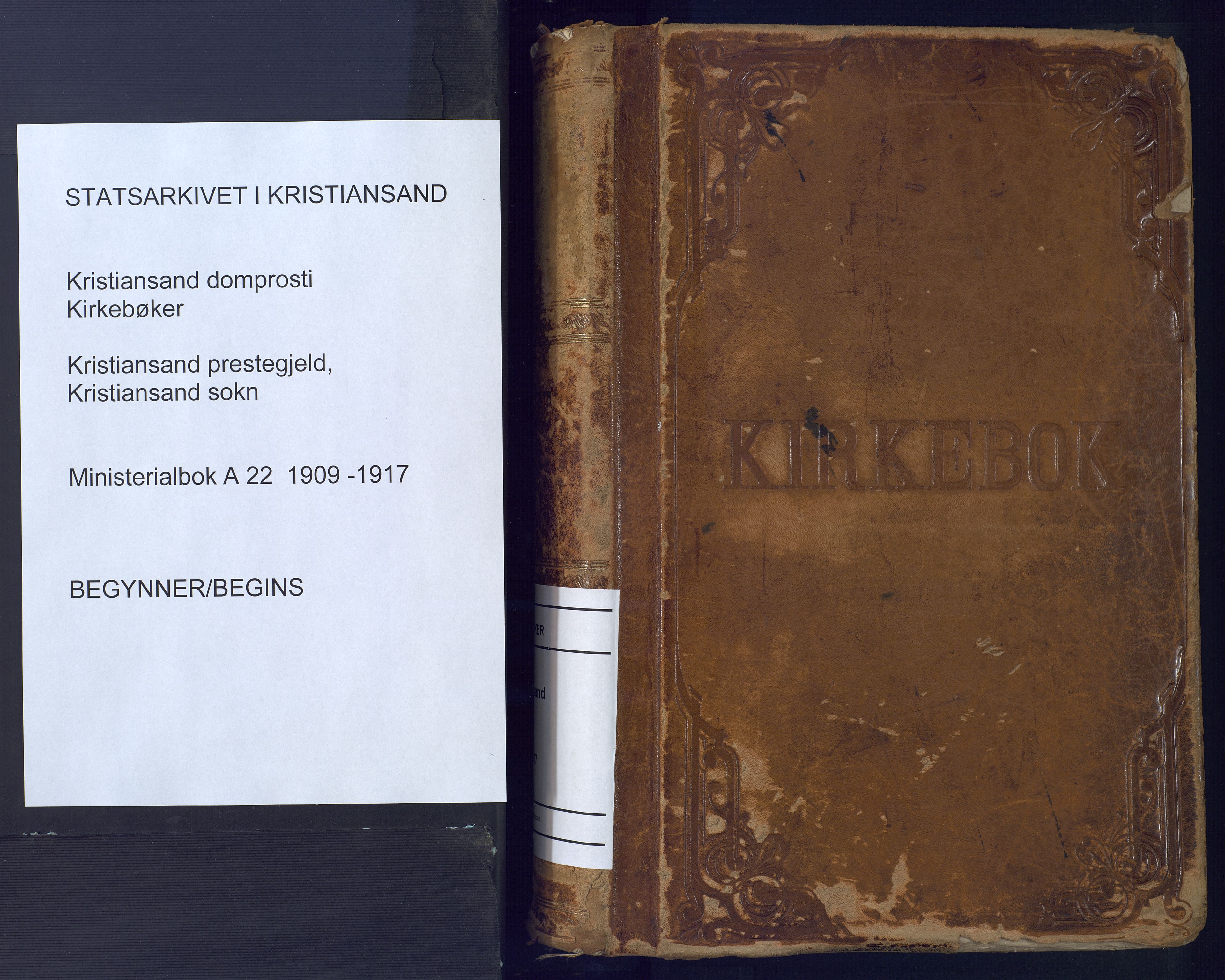 Kristiansand domprosti, SAK/1112-0006/F/Fa/L0023: Ministerialbok nr. A 22, 1909-1917